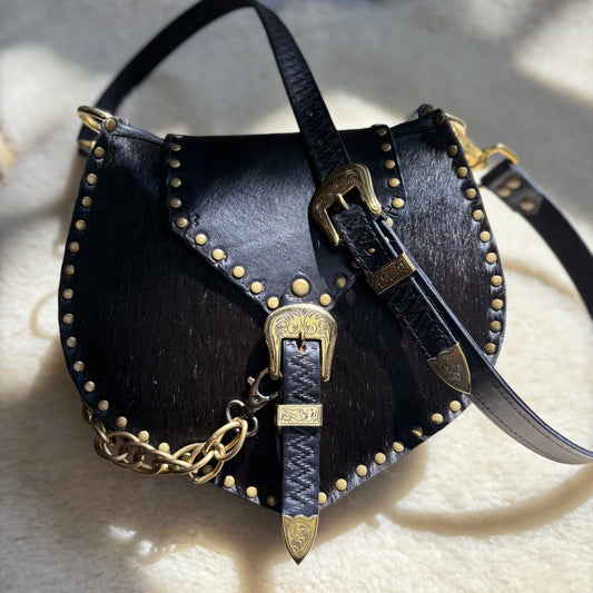 Black and Gold Crossbody with Chain