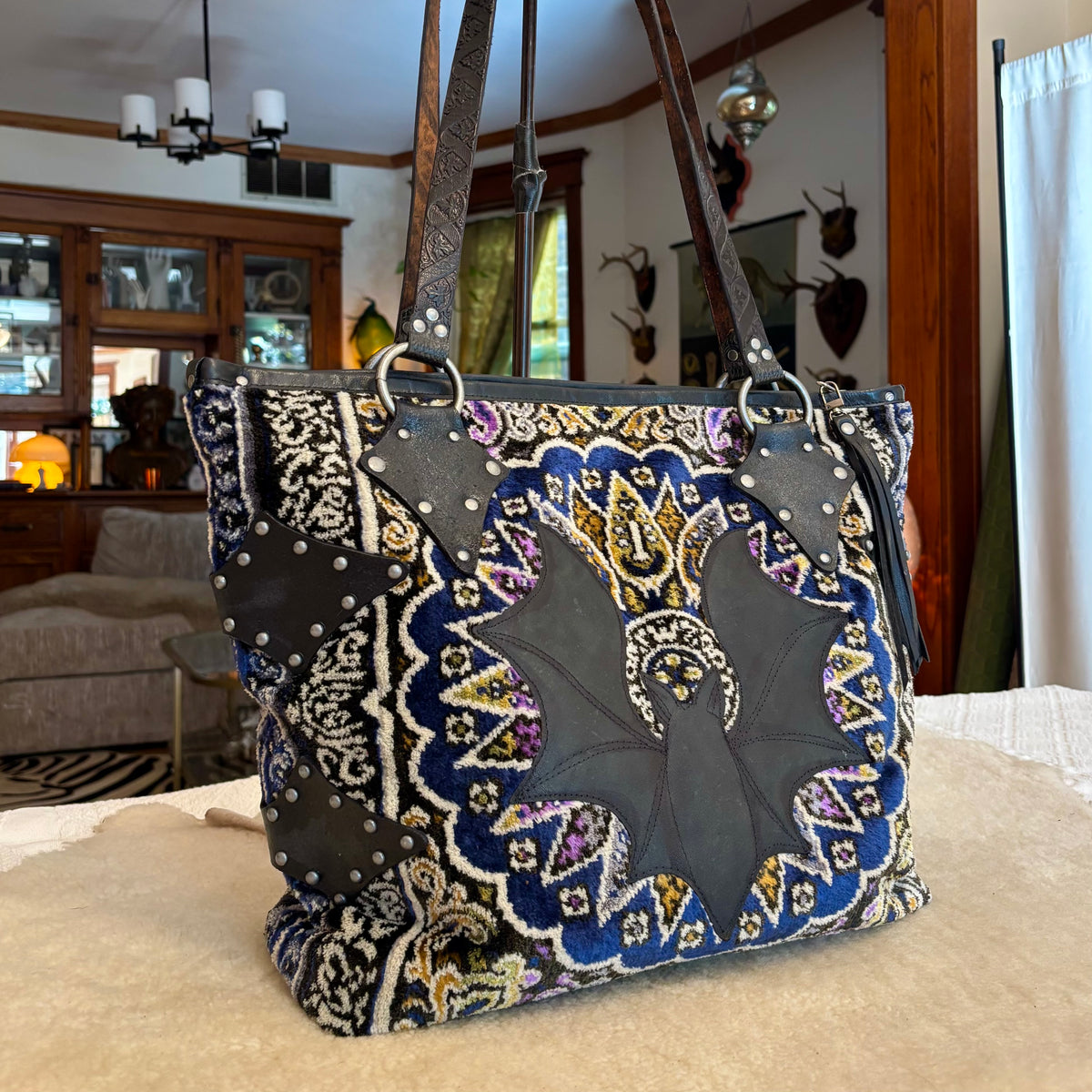Moroccan Velvet with Leather Bat Weekender