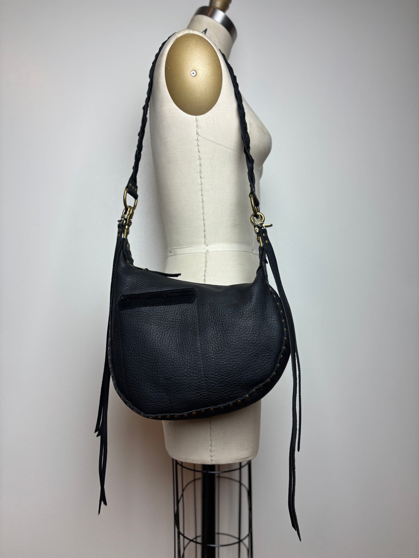 Black & Brass Crescent Bag