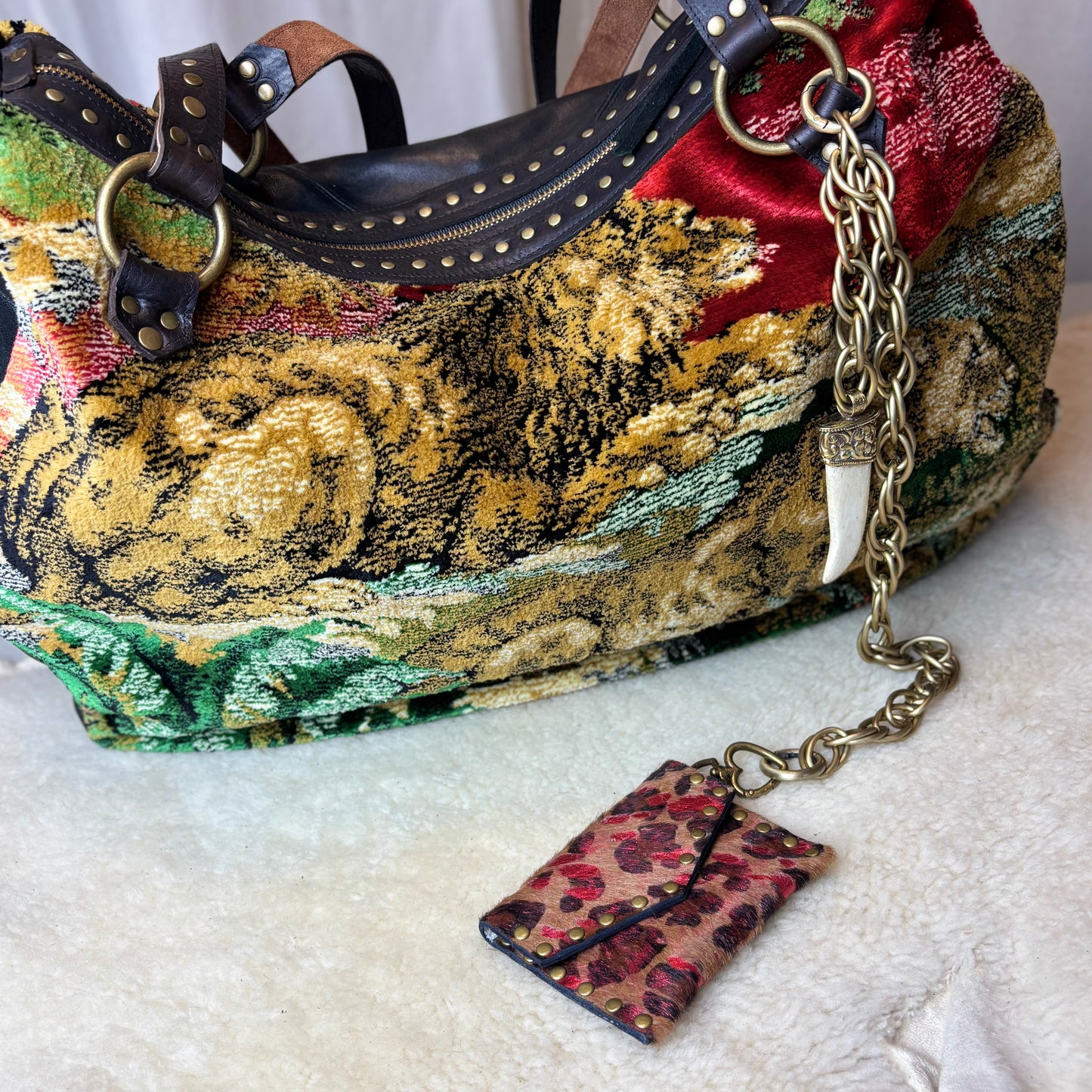 Velvet Tapestry Zip Top with Lions