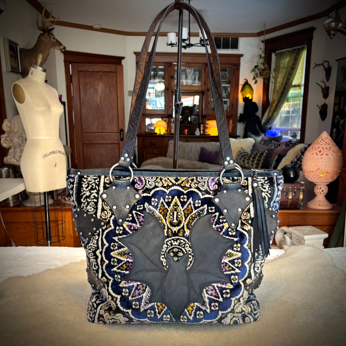 Moroccan Velvet with Leather Bat Weekender