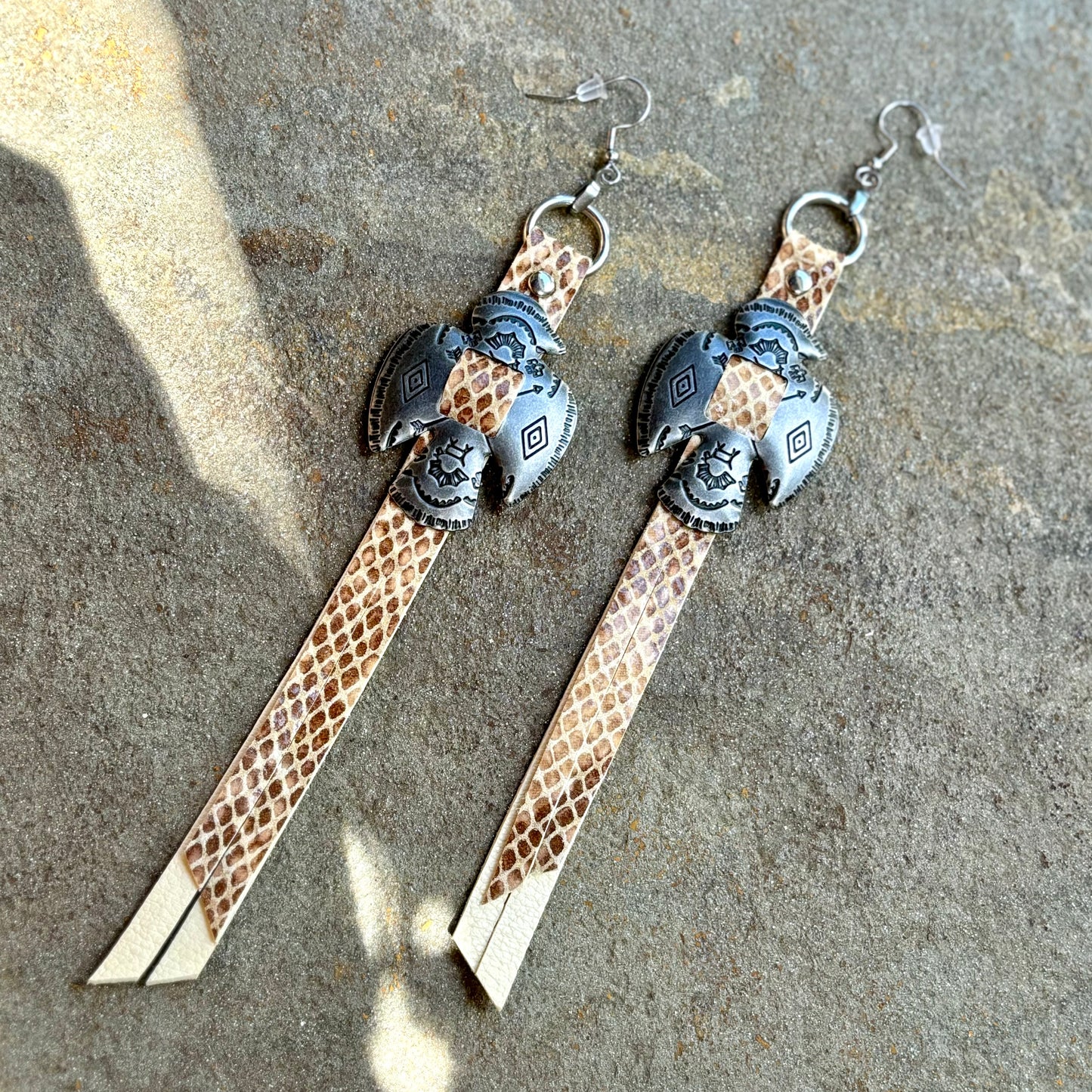 Natural Snake Thunderbird Earrings