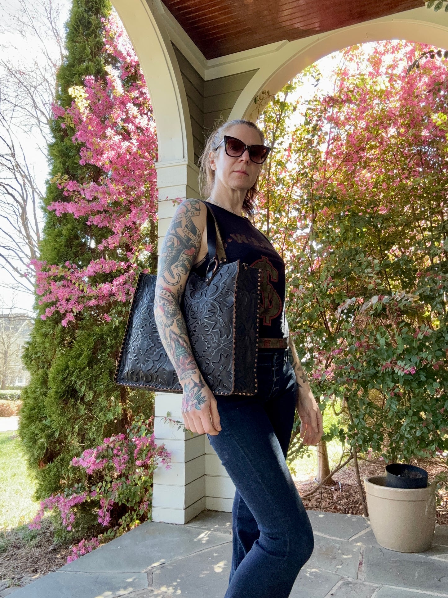 Gothic Embossed Tote with Copper