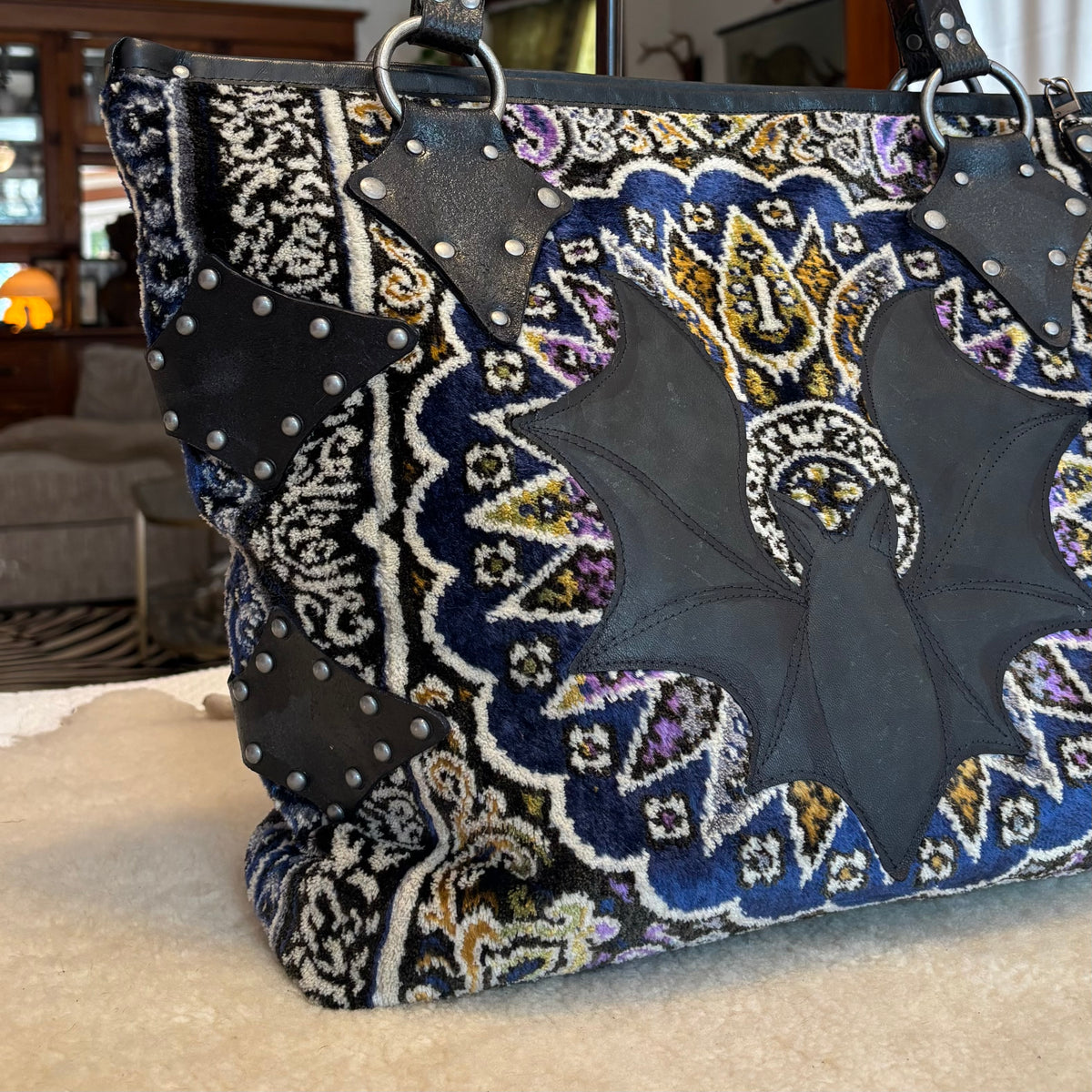 Moroccan Velvet with Leather Bat Weekender