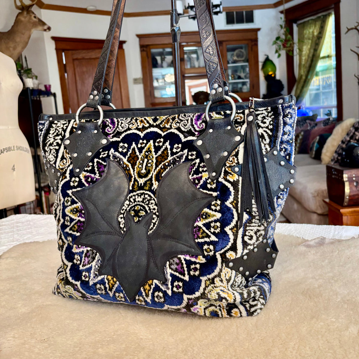 Moroccan Velvet with Leather Bat Weekender