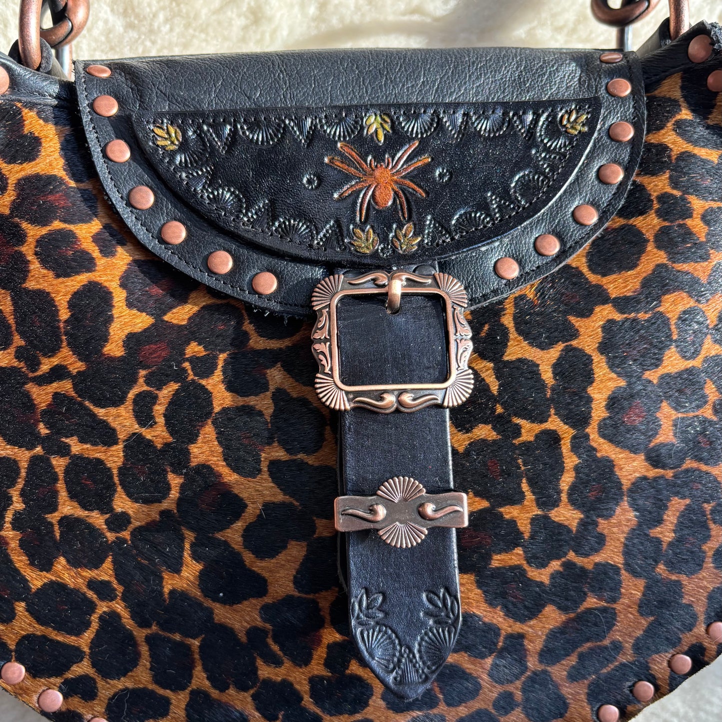 Leopard Crossbody with Spider