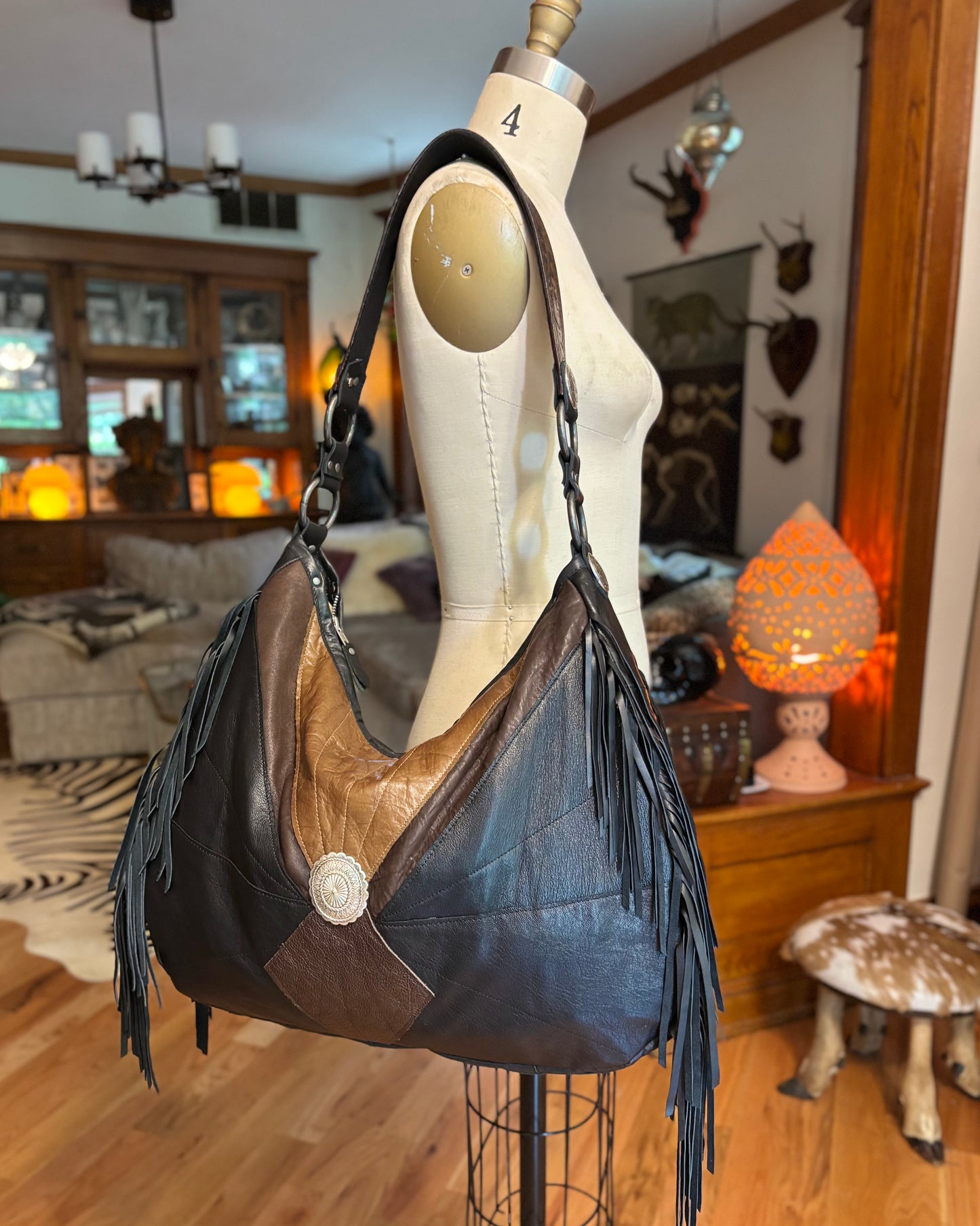 Black and Brown Reclaimed Leather Bag