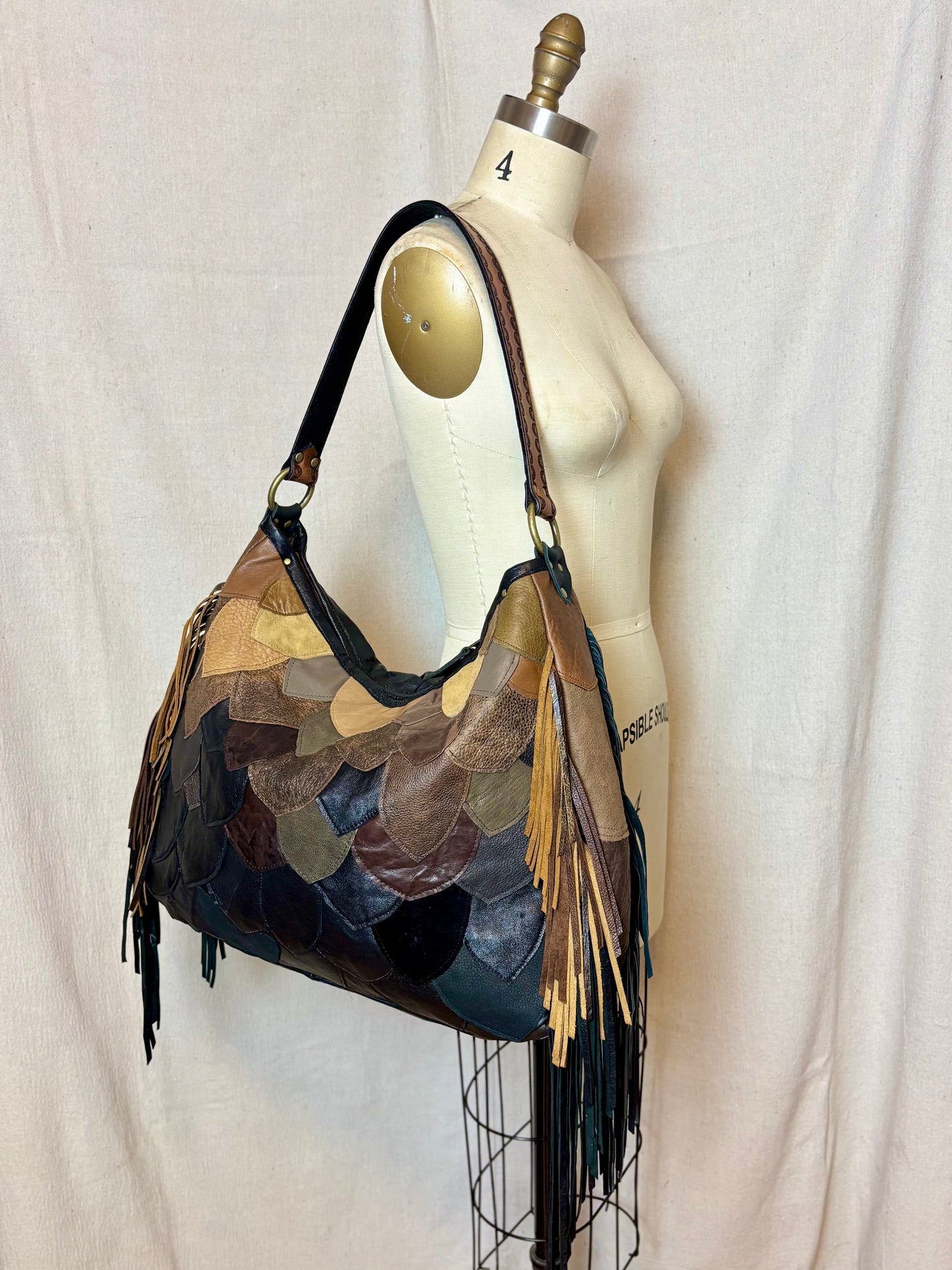 Reclaimed Leather Fish Scale Bag