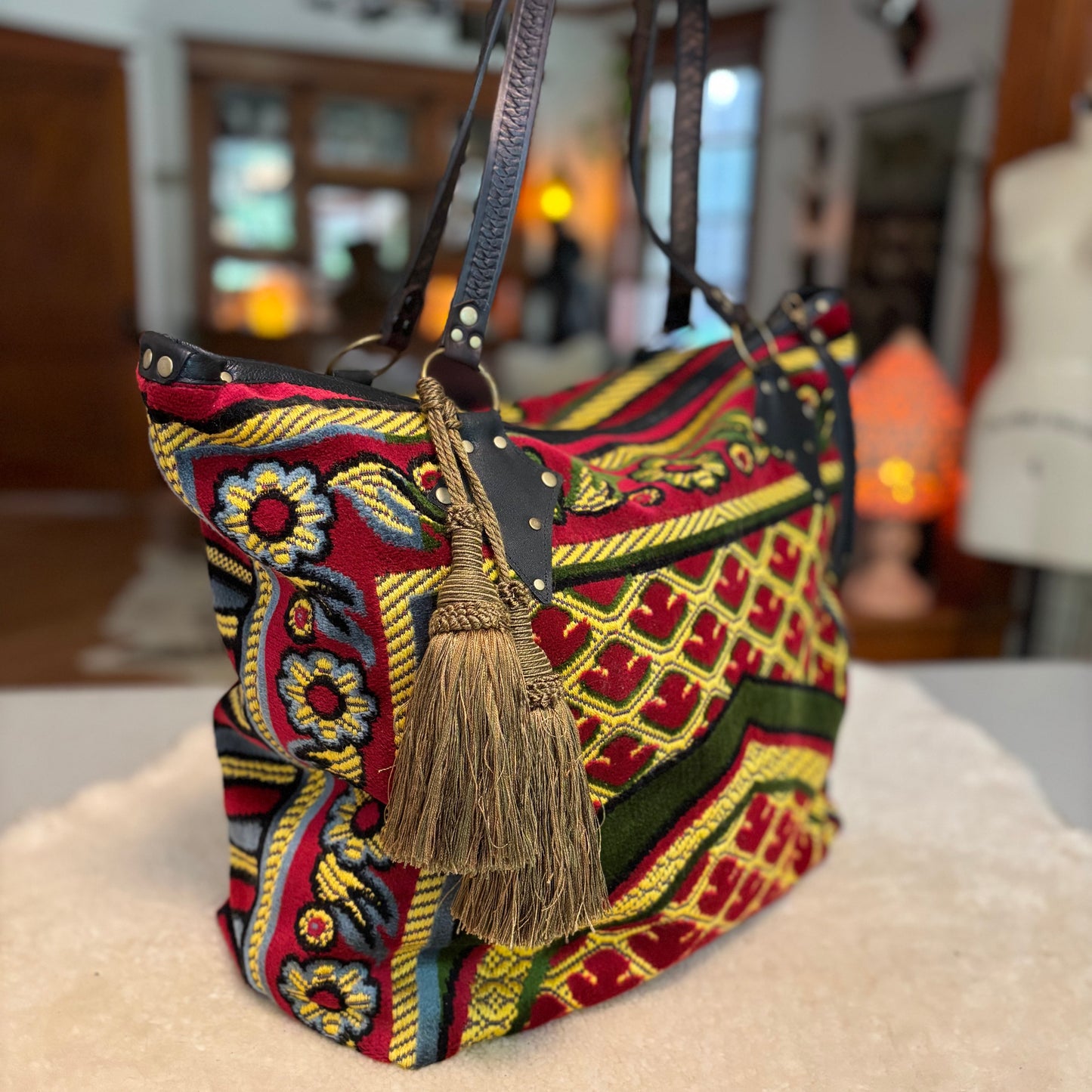 Red and Gold Vintage Prayer Rug Bag