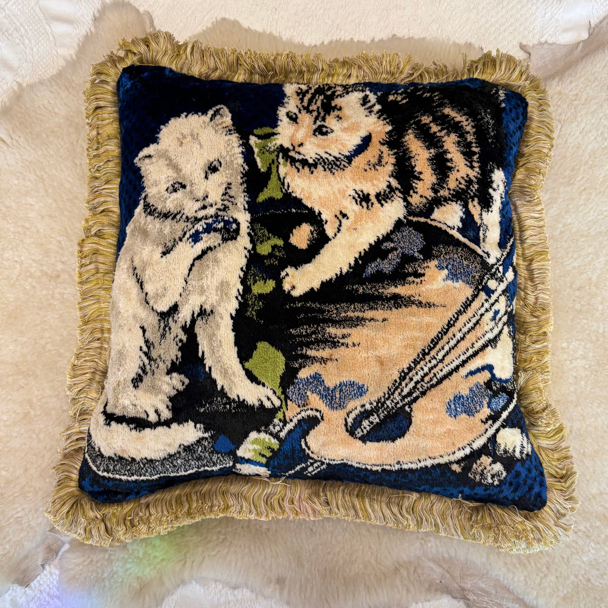 Art Cats Vintage Velvet Pillow