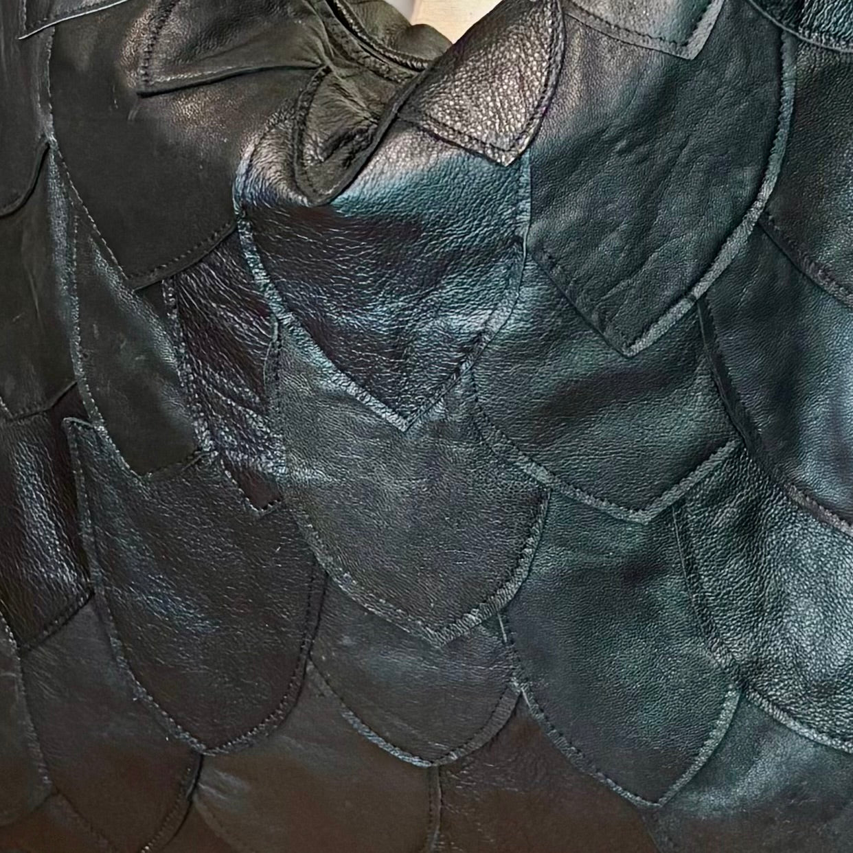 Fish Scale Reclaimed Leather Fringed Bag