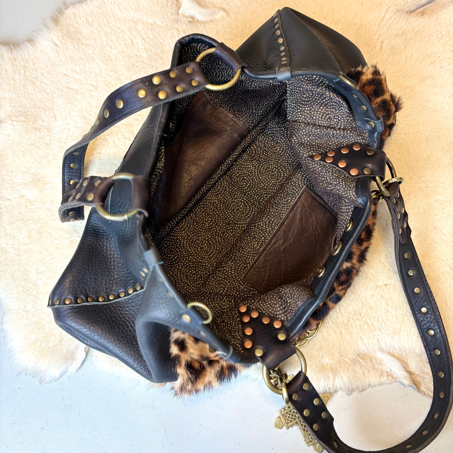 Leopard Fur Oversized Tote