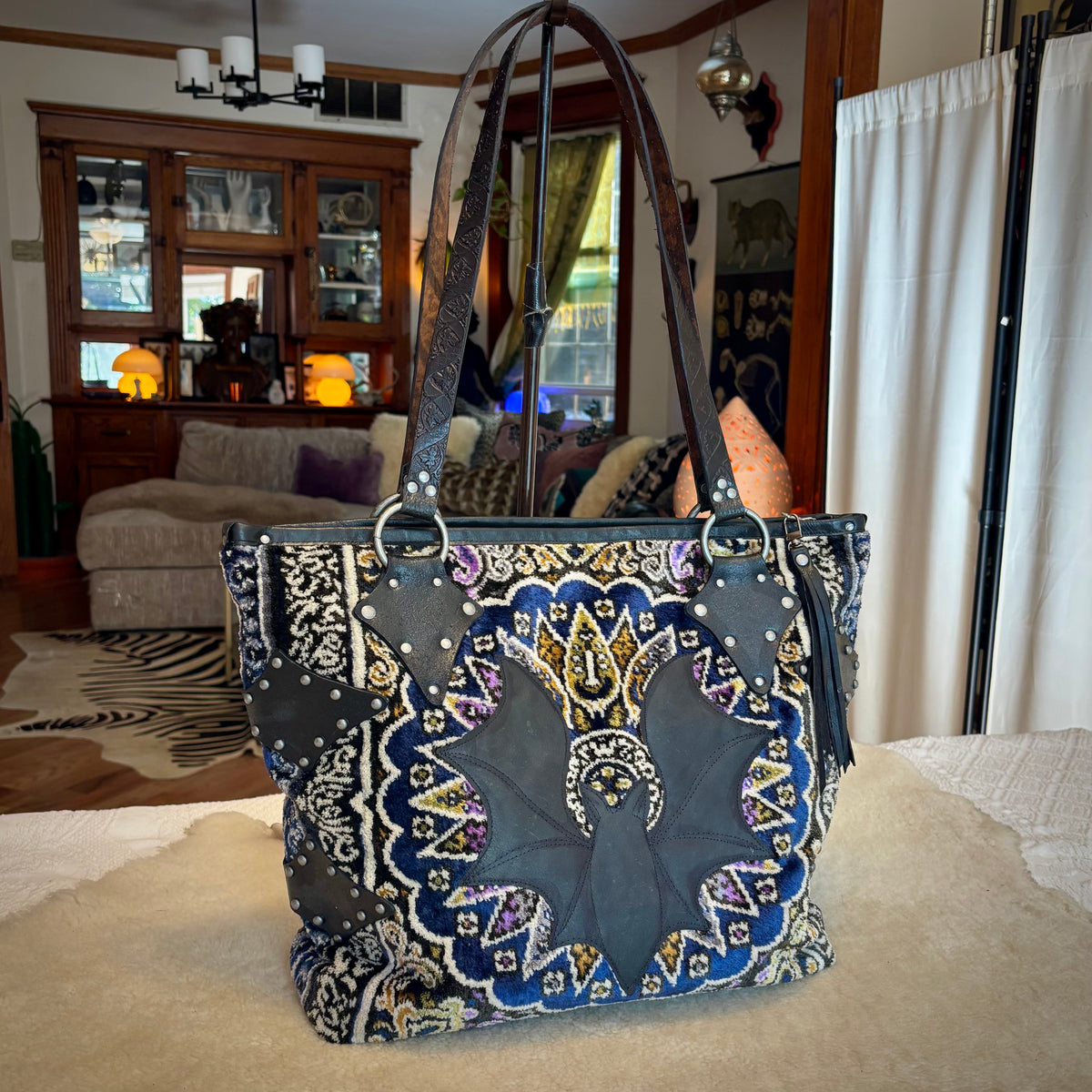 Moroccan Velvet with Leather Bat Weekender