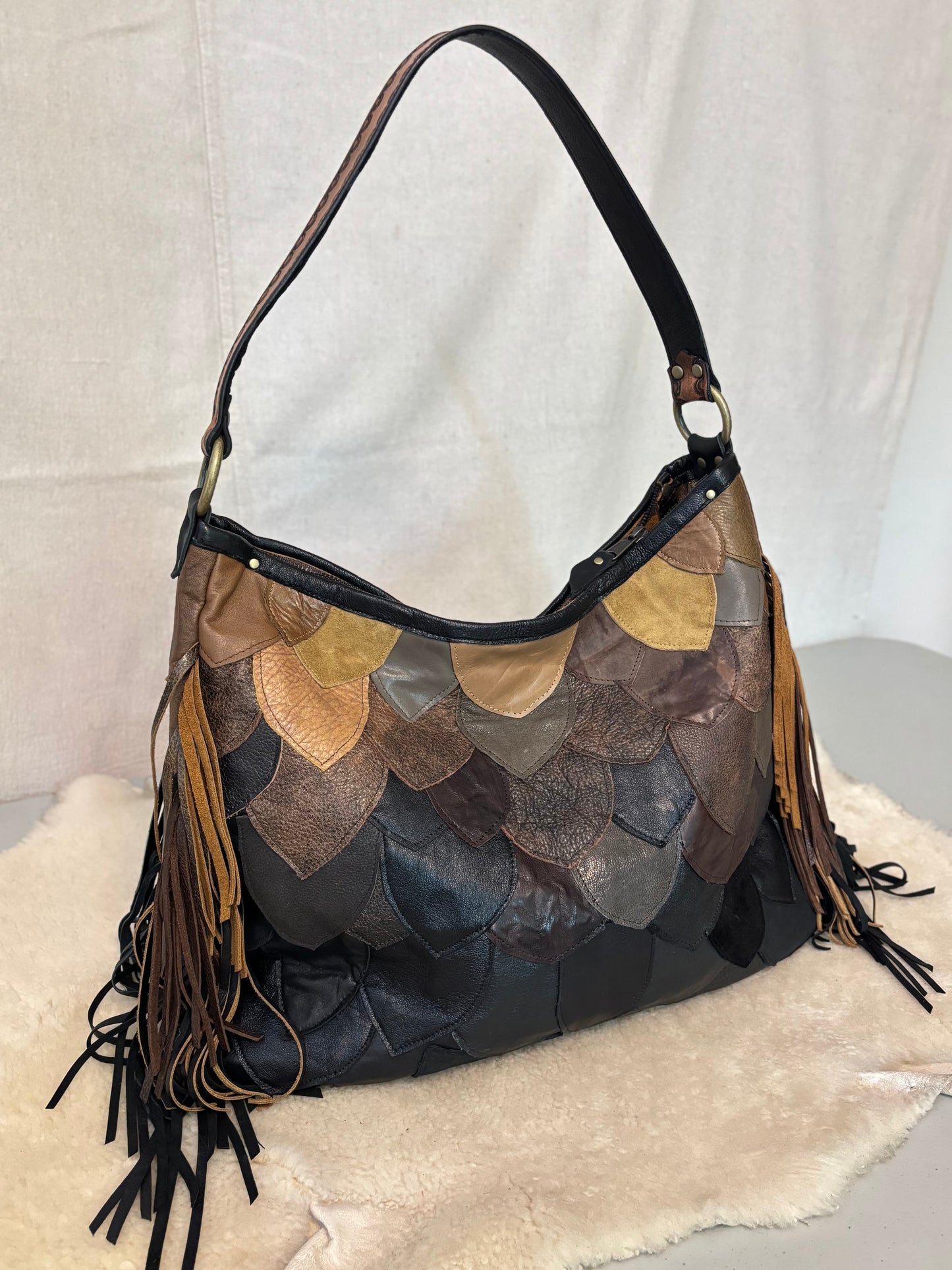 Reclaimed Leather Fish Scale Bag
