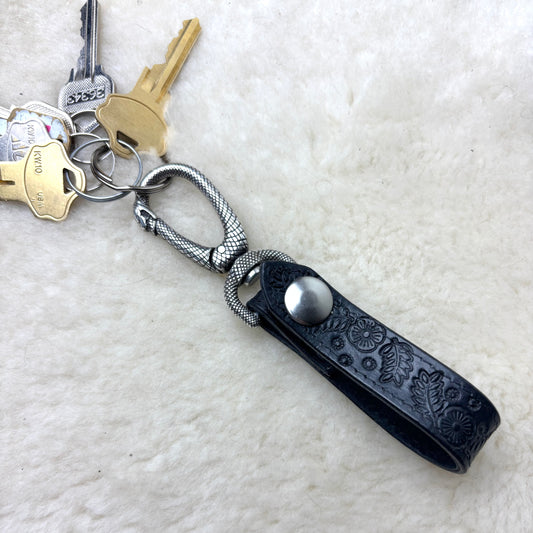 Black Leather Belt Python Key Hook