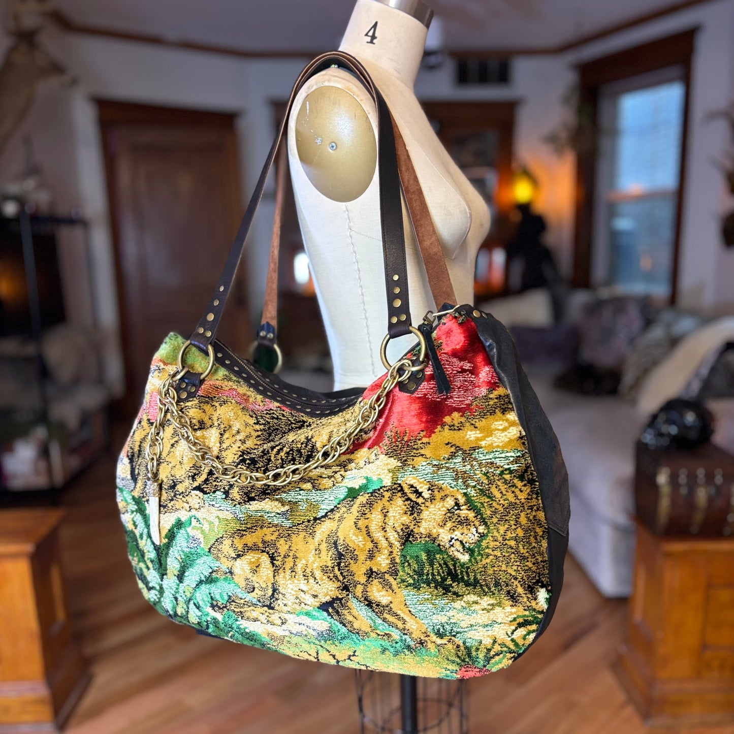 Velvet Tapestry Zip Top with Lions