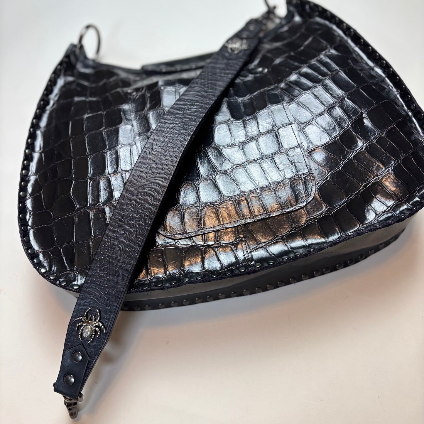Black on Black Large Python Bag