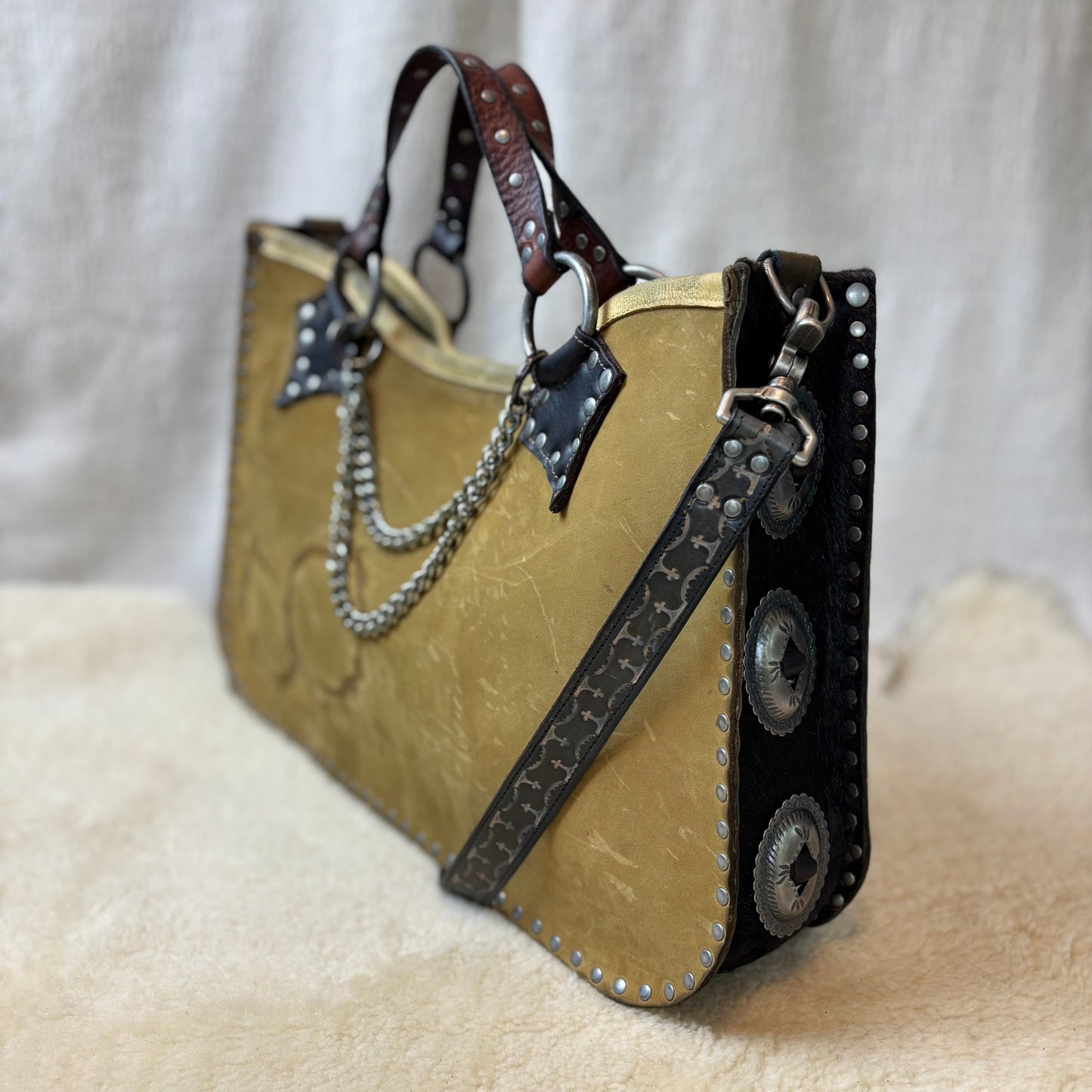 Branded Cowhide Box Bag