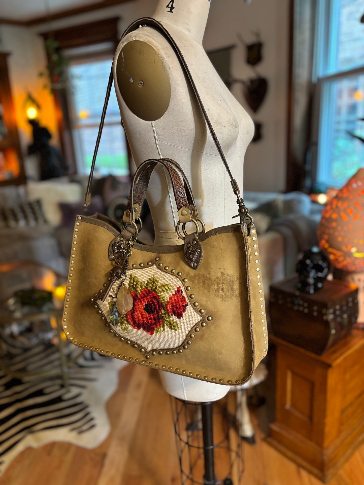 Light Olive Needlepoint Heirloom Bag