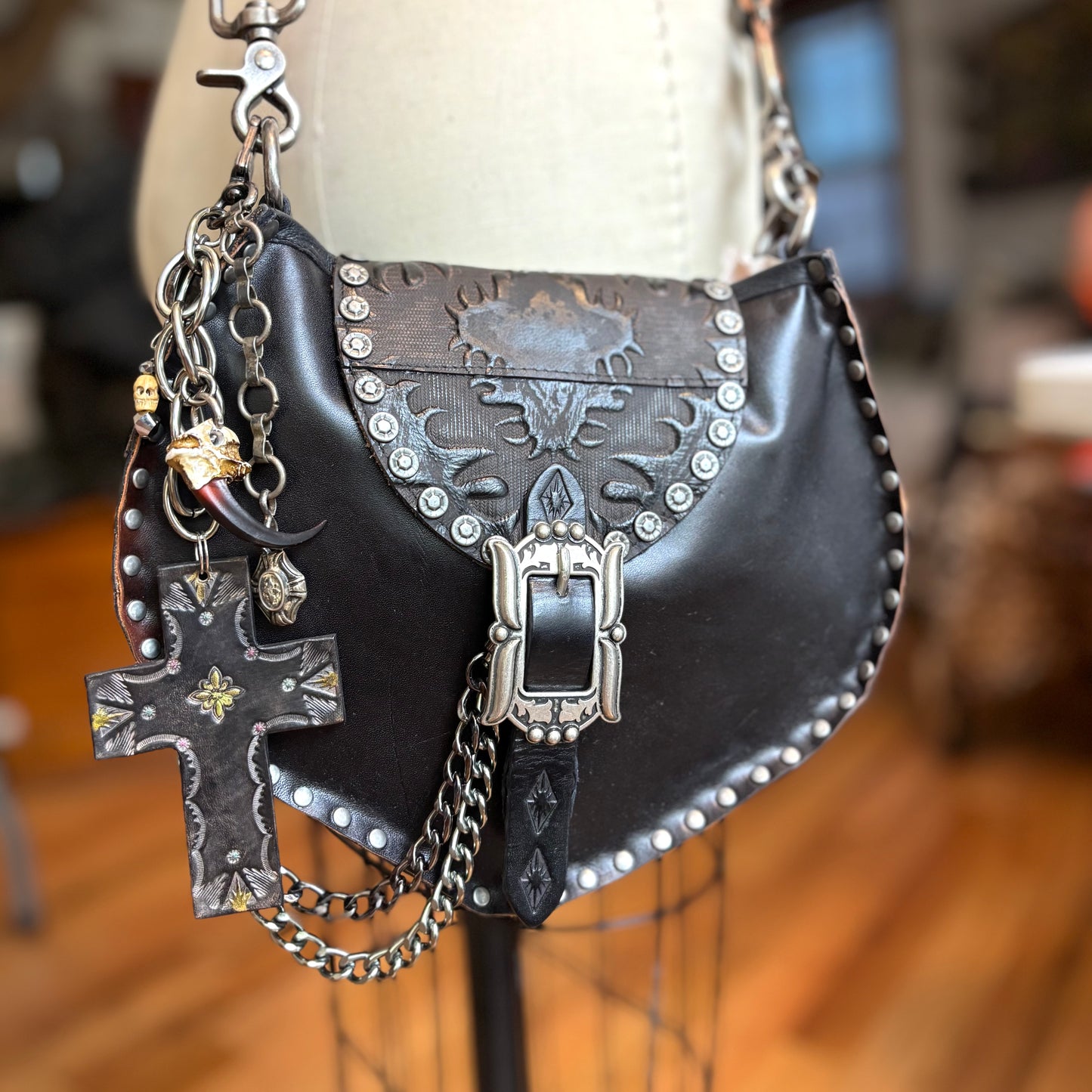 Stamped Leather Bag Charm