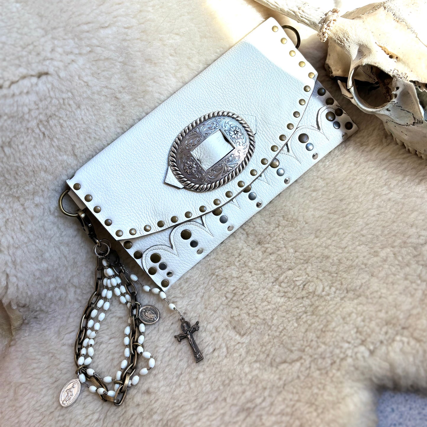 Winter White Rosary Clutch