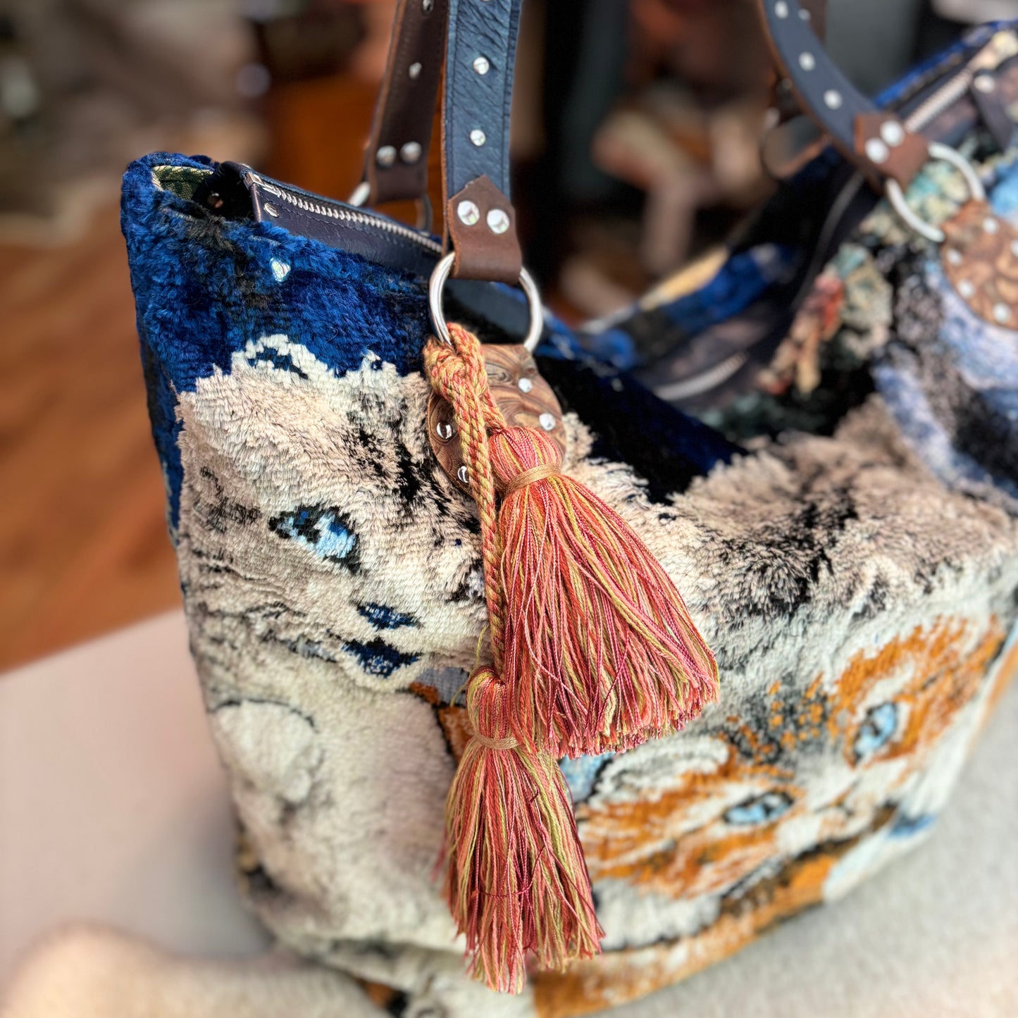 Oversized Vintage Velvet Kitty Bag