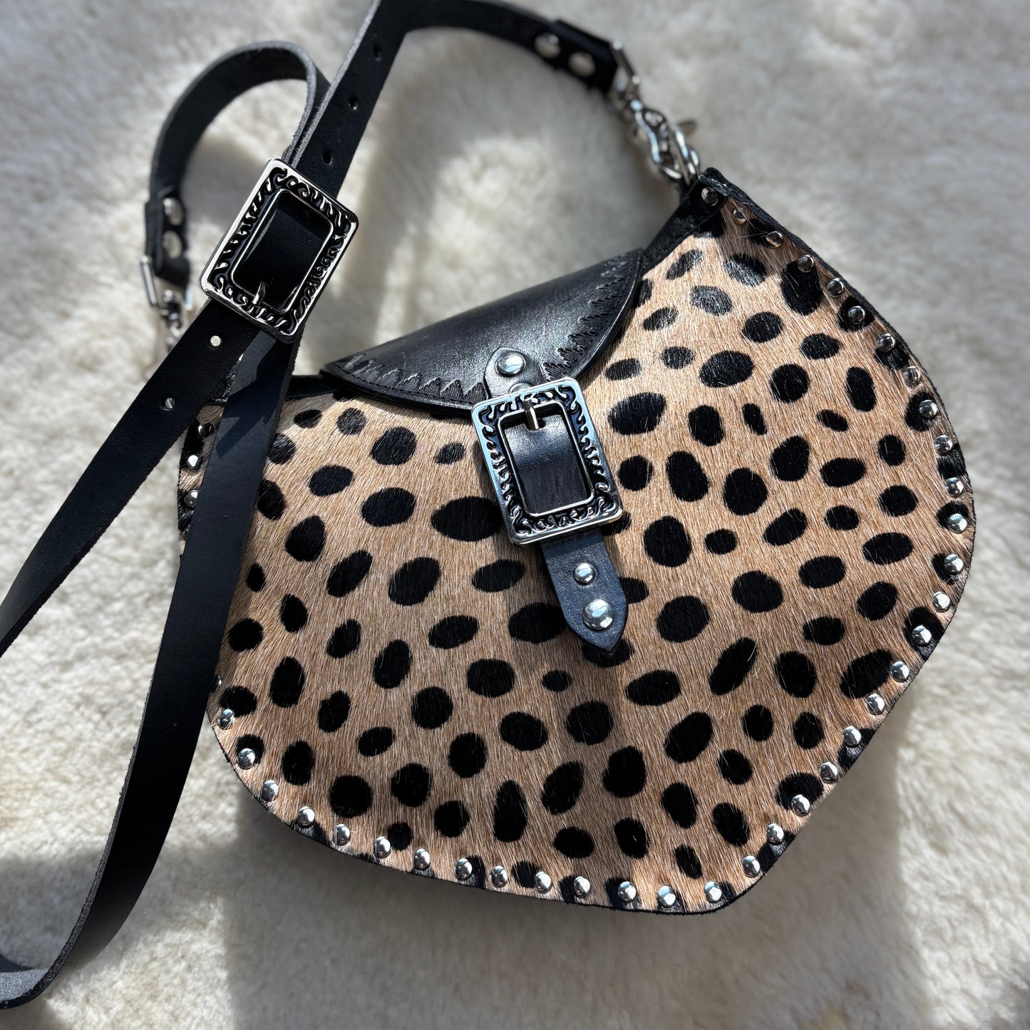 Tan and Black Cheetah Print Crossbody