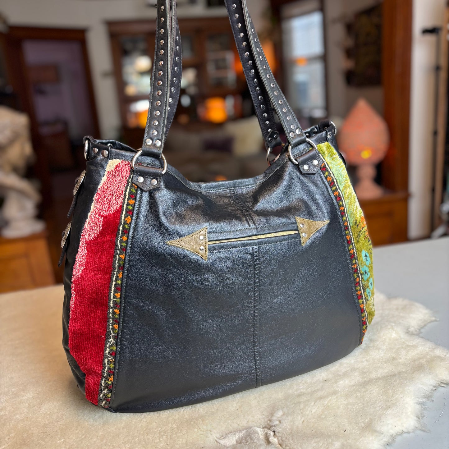 Lioness and Cubs Velvet Tapestry Bag