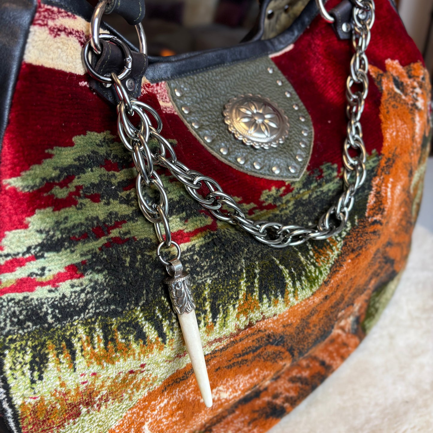 Lioness and Cubs Velvet Tapestry Bag