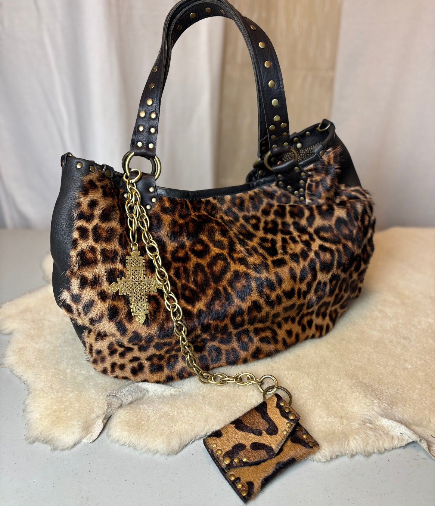 Leopard Fur Oversized Tote