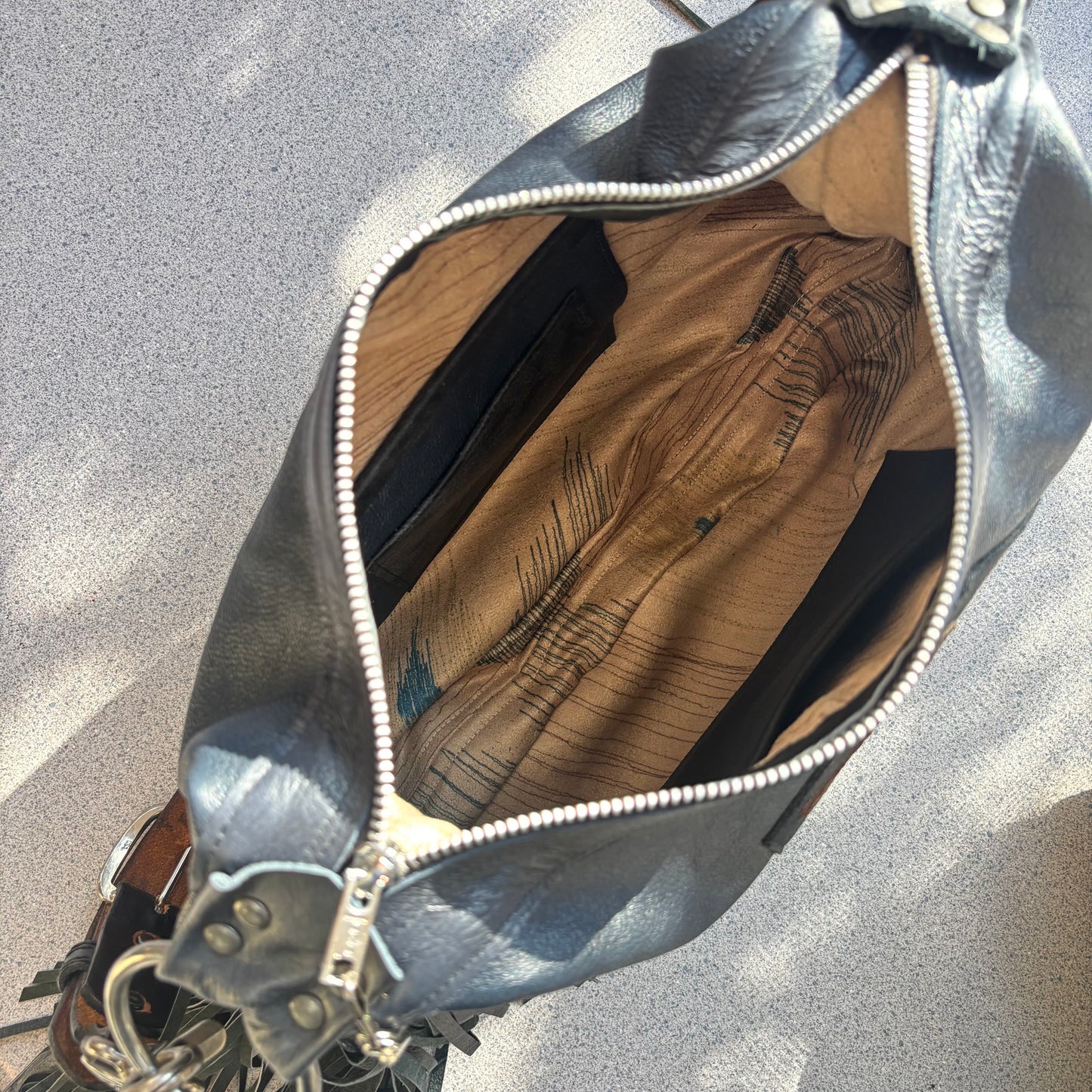 Navy Fringed November Bag