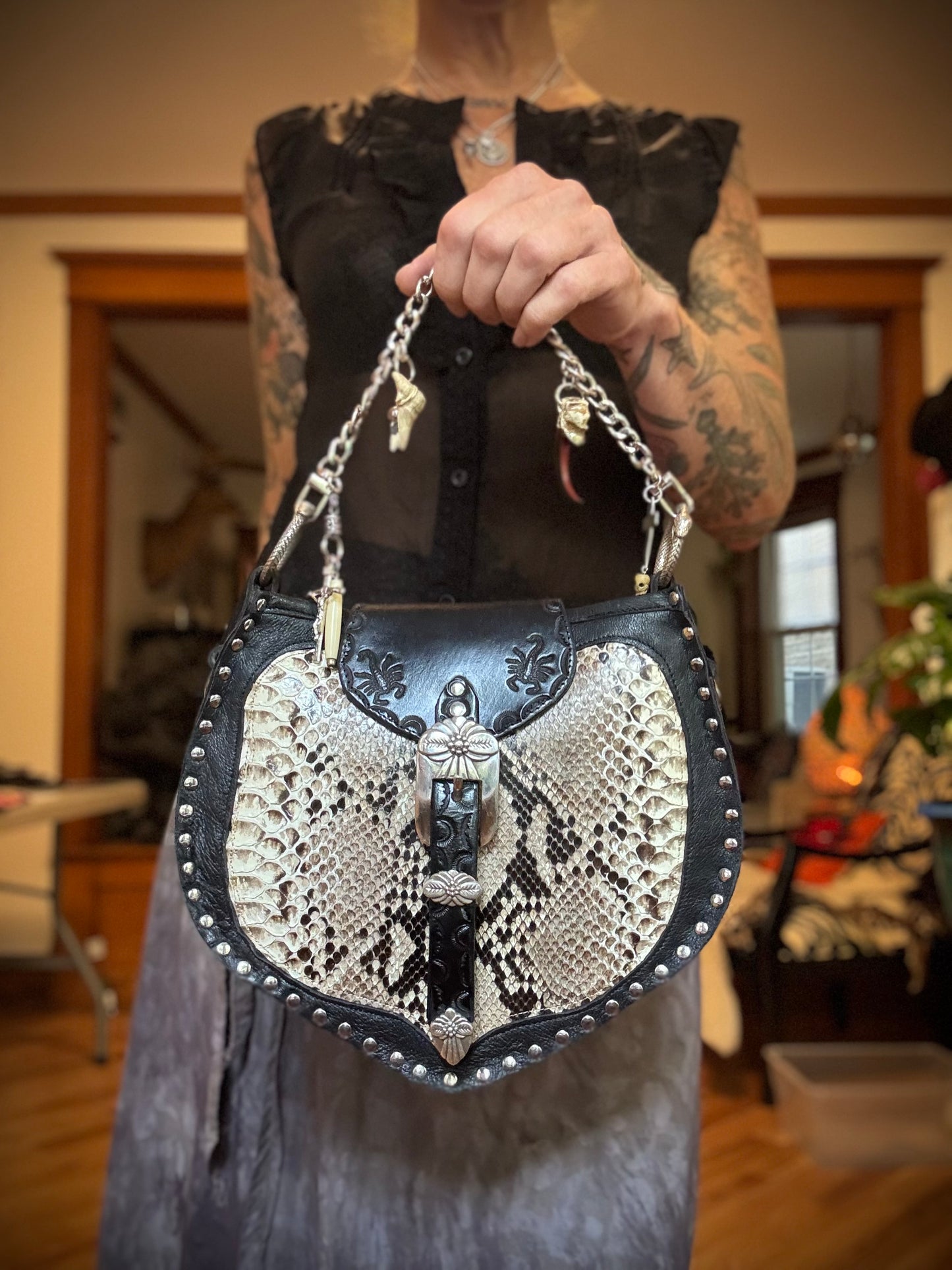 Snakeskin Scorpion Chain Bag