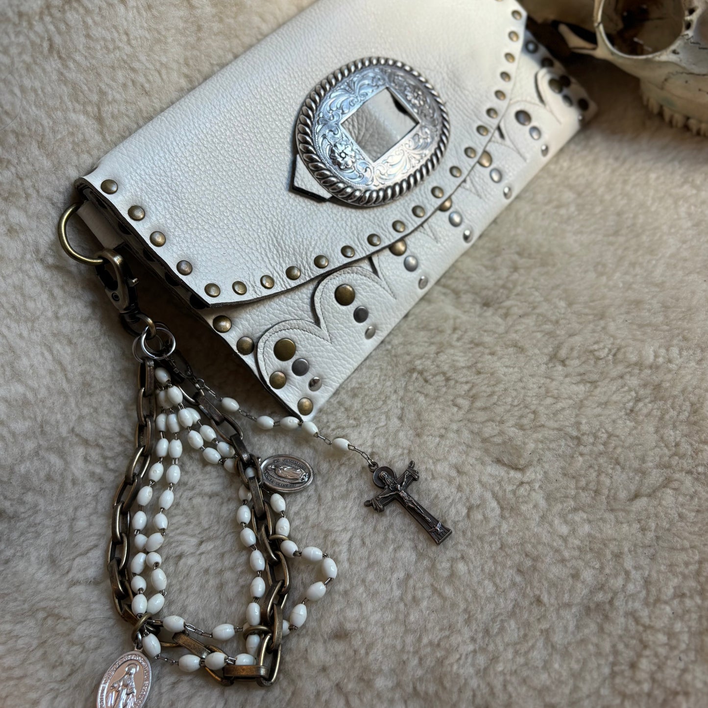 Winter White Rosary Clutch