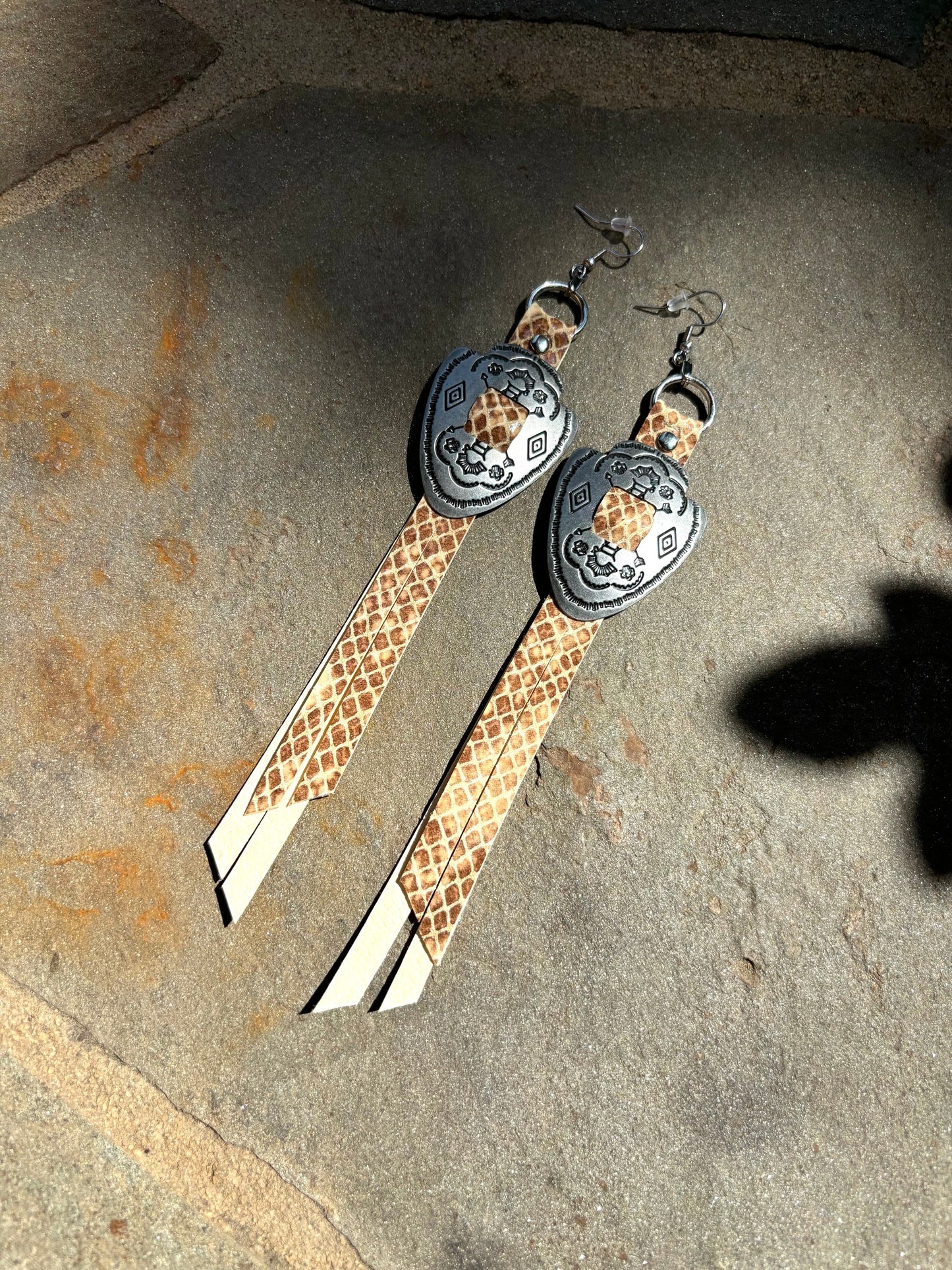 Natural Snake Arrowhead Earrings