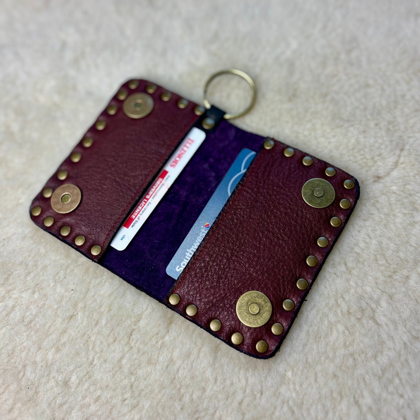 Deep Red Filigree Leather Wallet