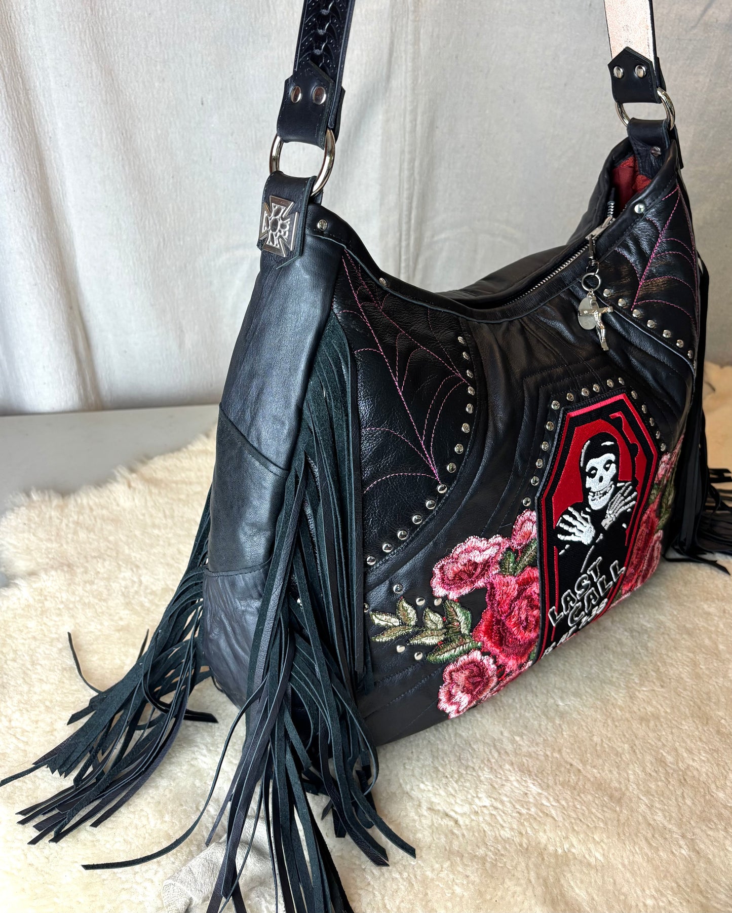 Black Leather Rock n Roll Queen Bag