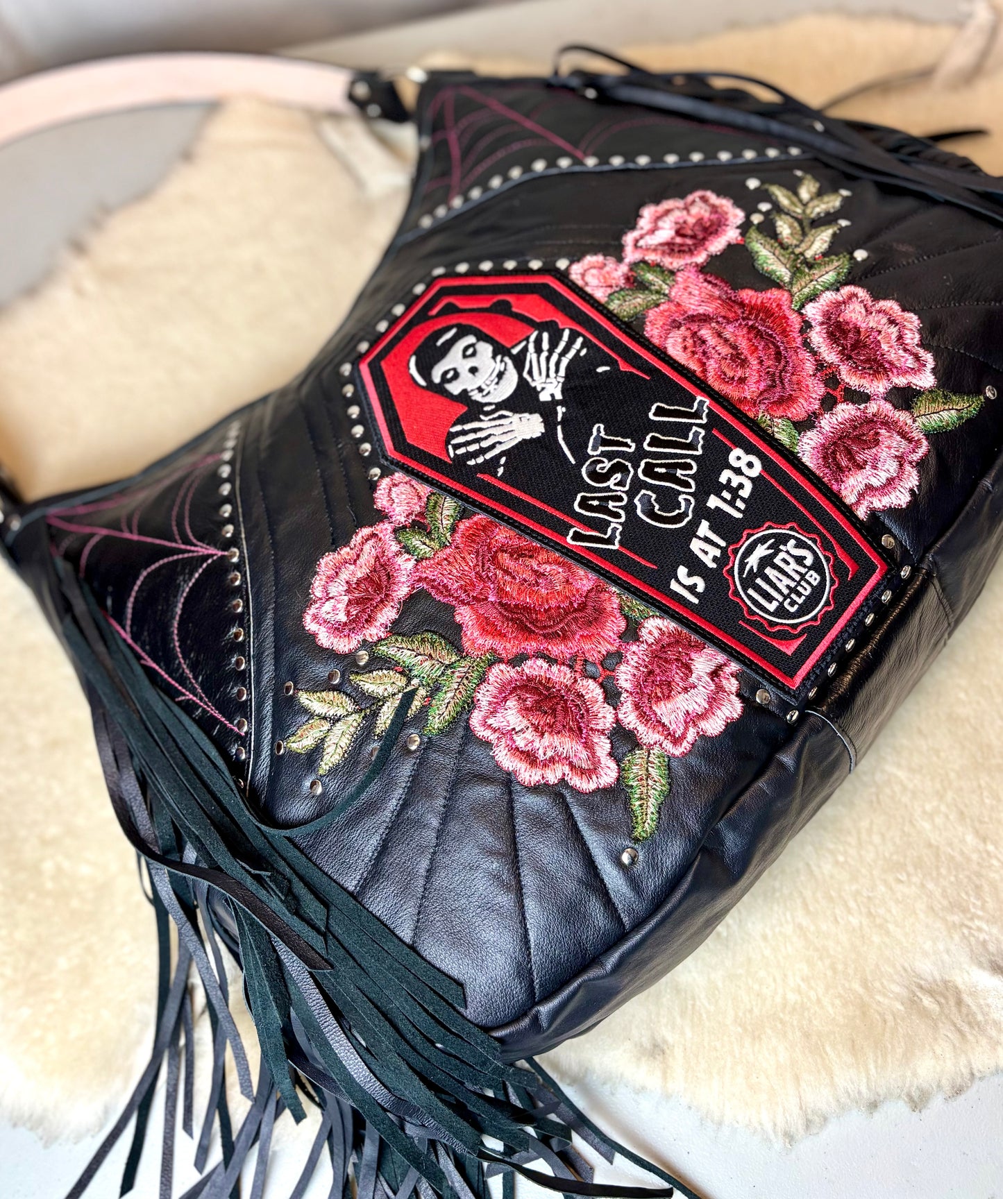 Black Leather Rock n Roll Queen Bag