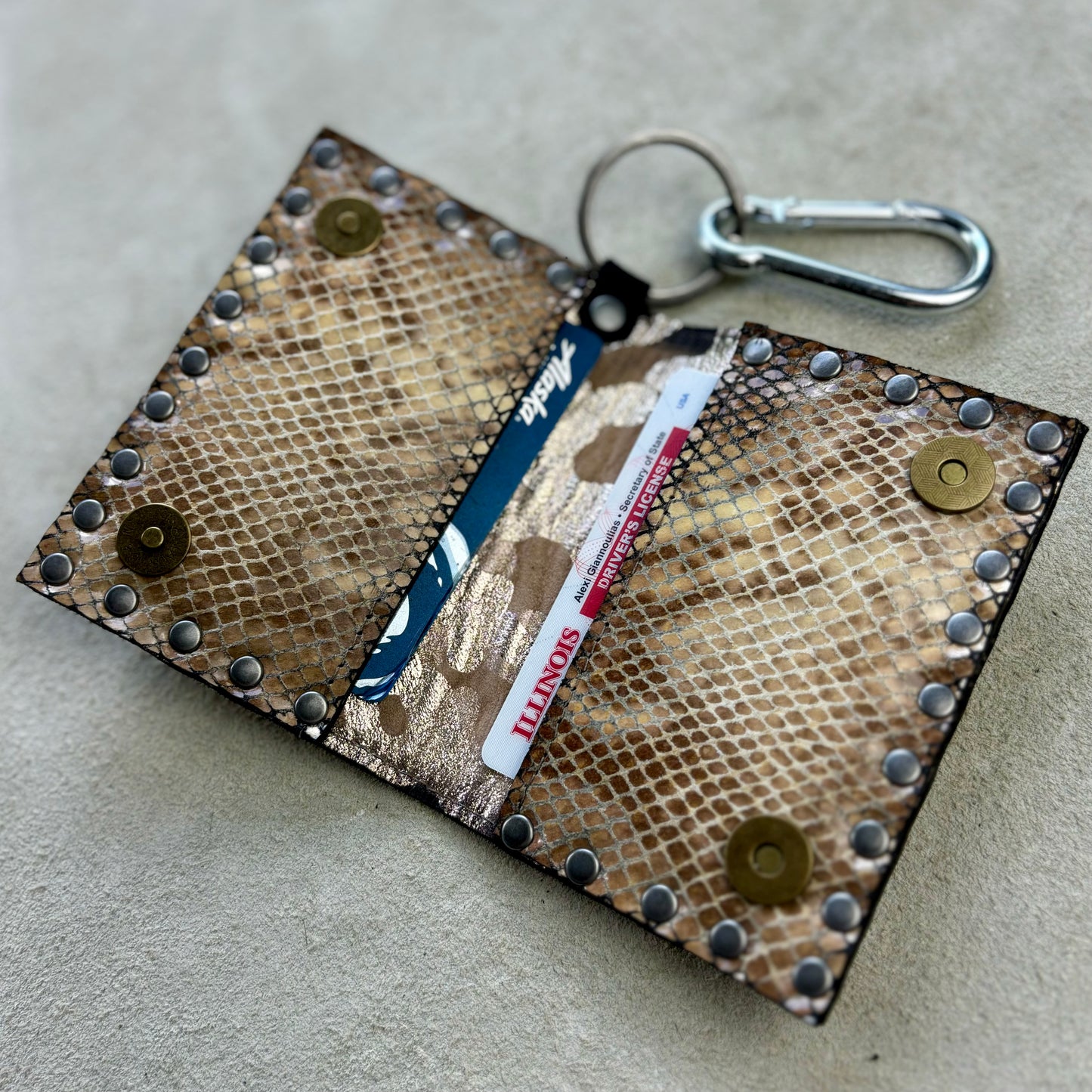 Distressed Tan Wallet with Vintage Rhinestone