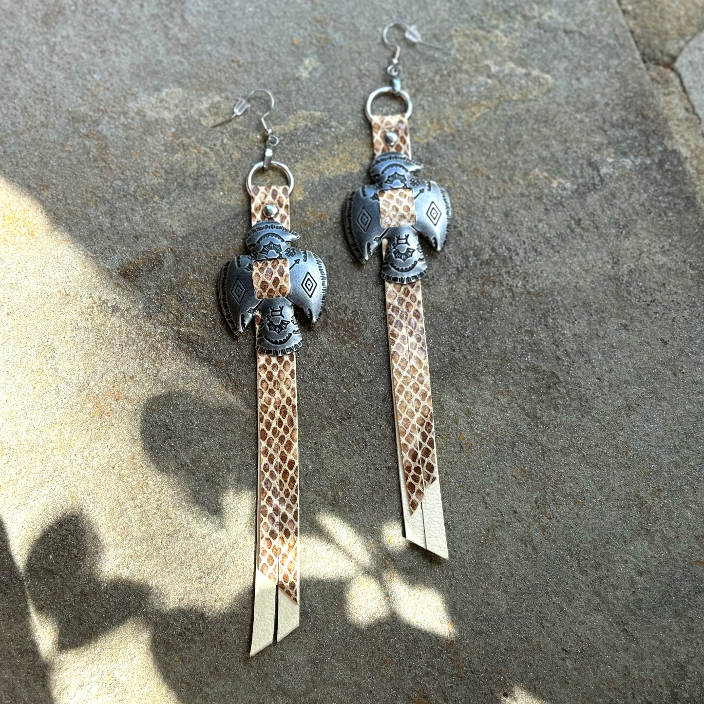 Natural Snake Thunderbird Earrings