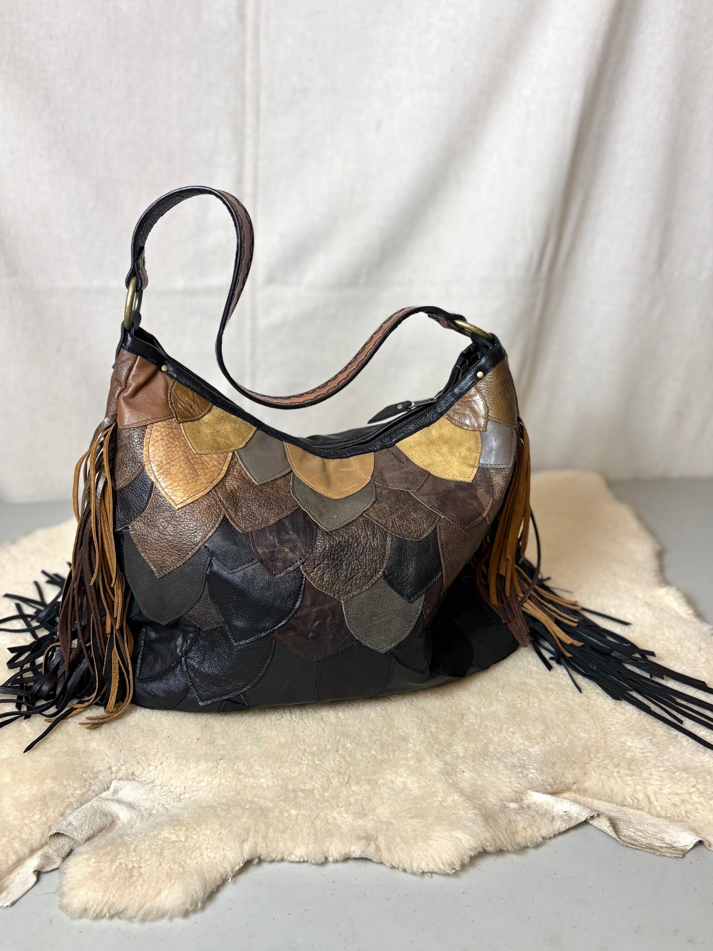 Reclaimed Leather Fish Scale Bag