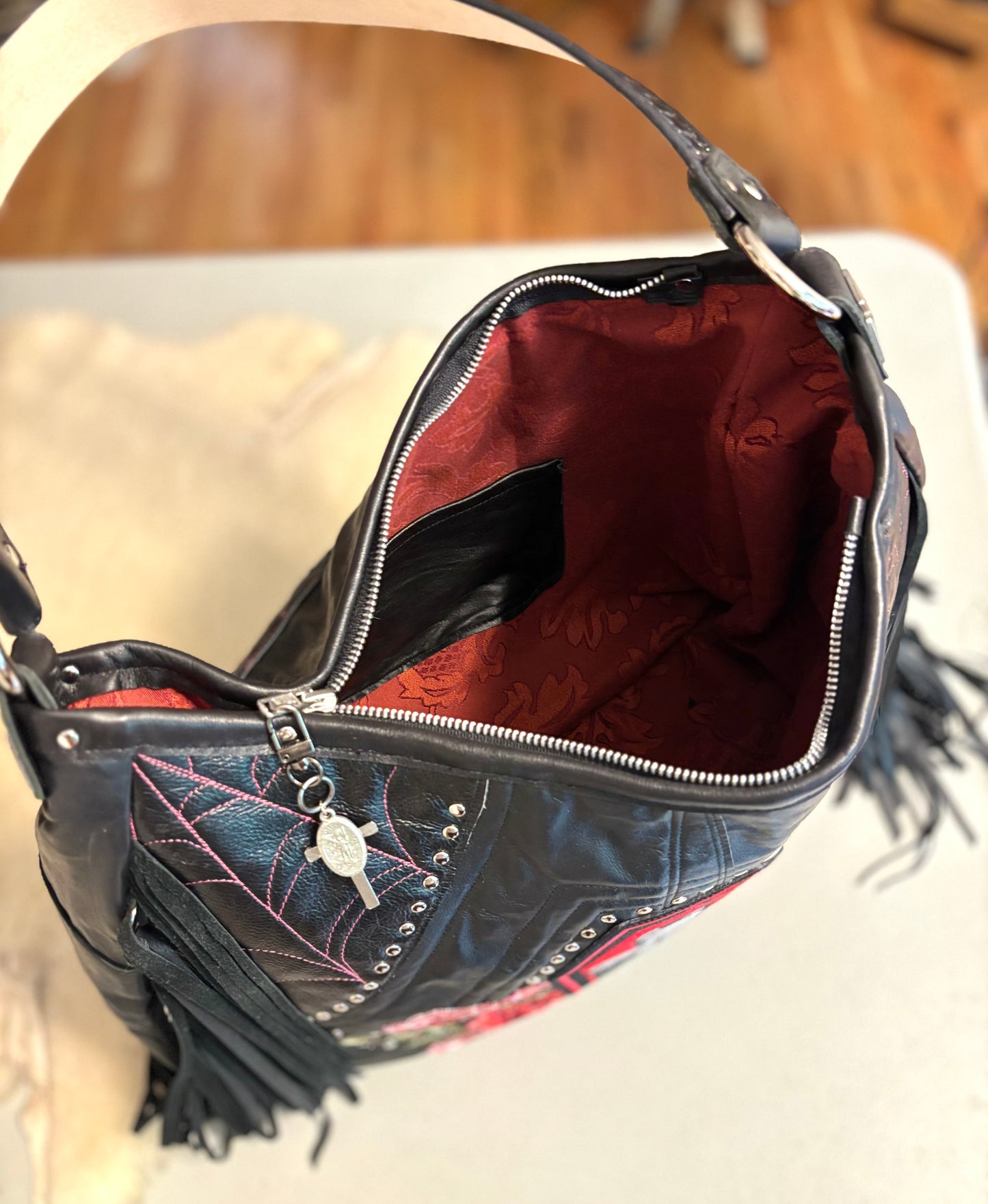 Black Leather Rock n Roll Queen Bag