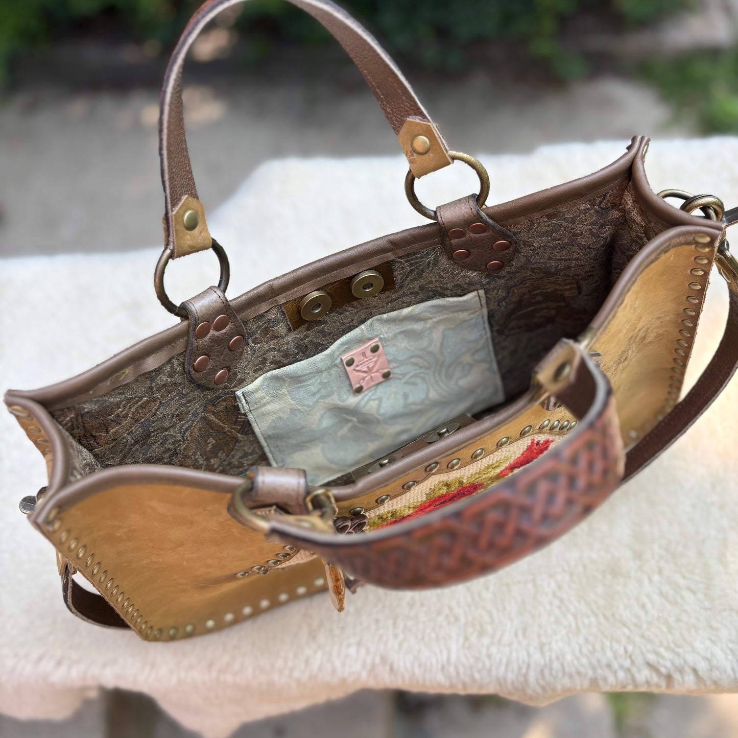 Light Olive Needlepoint Heirloom Bag