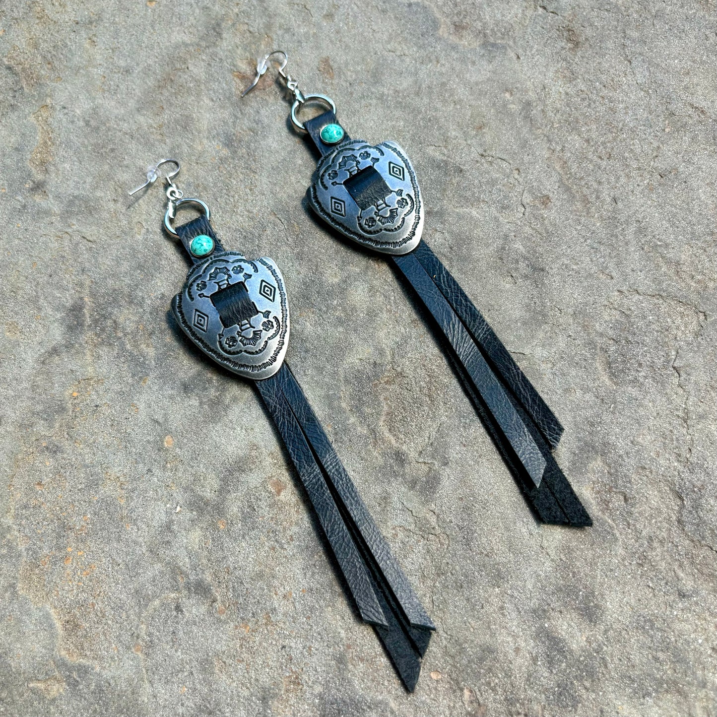 Black Arrowhead Earrings with Turquoise