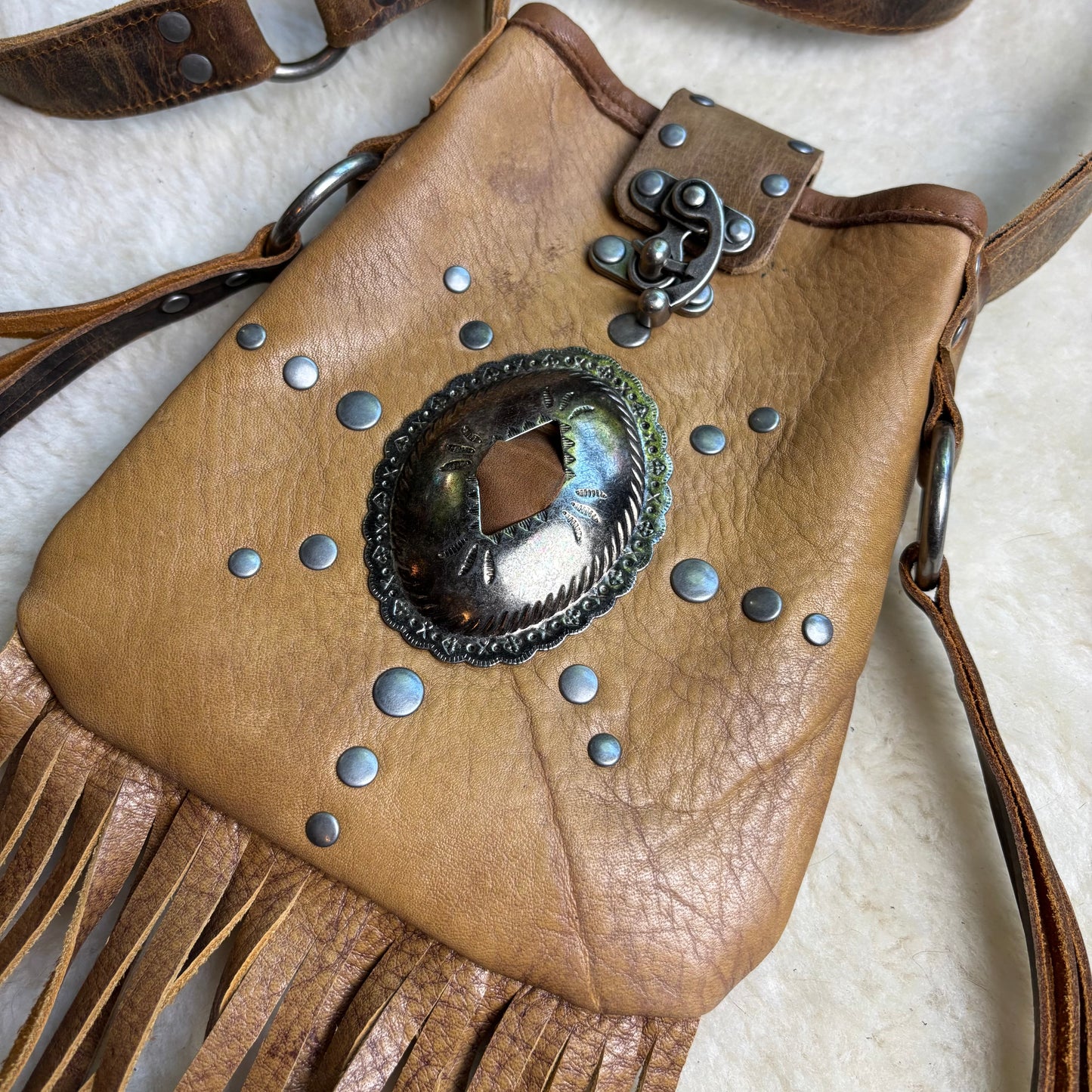 Reclaimed Leather Concho Bag