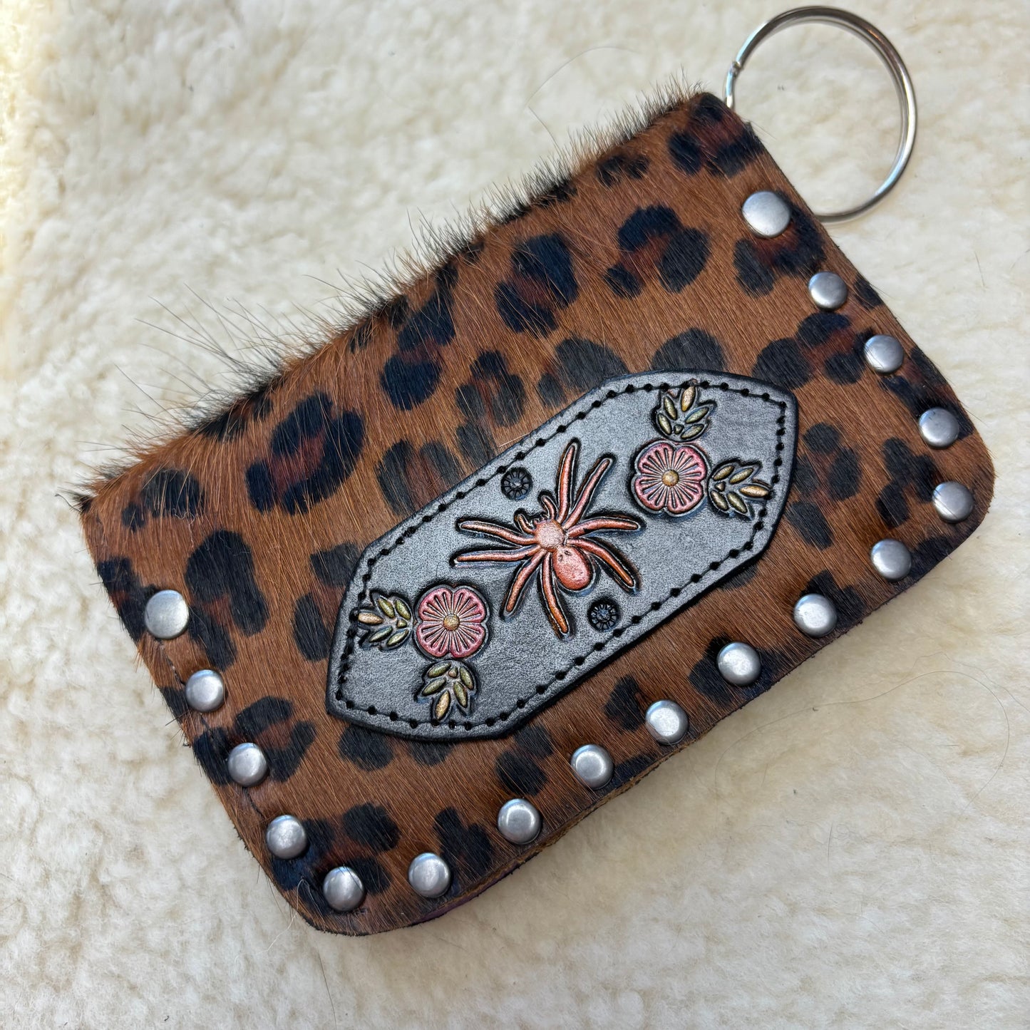 Leopard Wallet with Spider Patch
