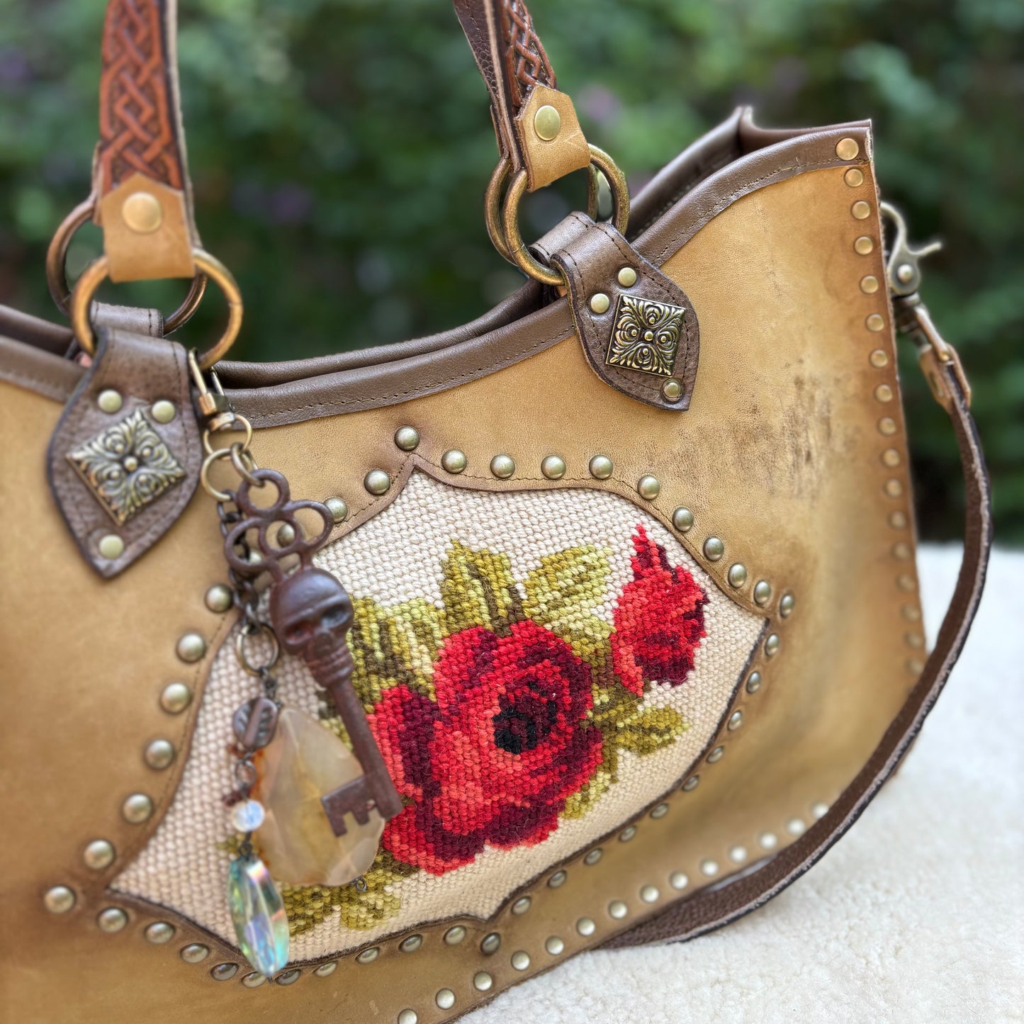 Light Olive Needlepoint Heirloom Bag