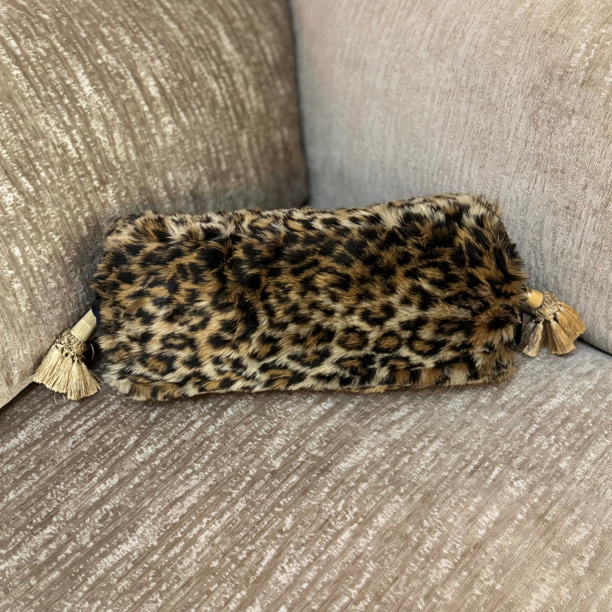 Vintage Faux Leopard Bolster Pillow