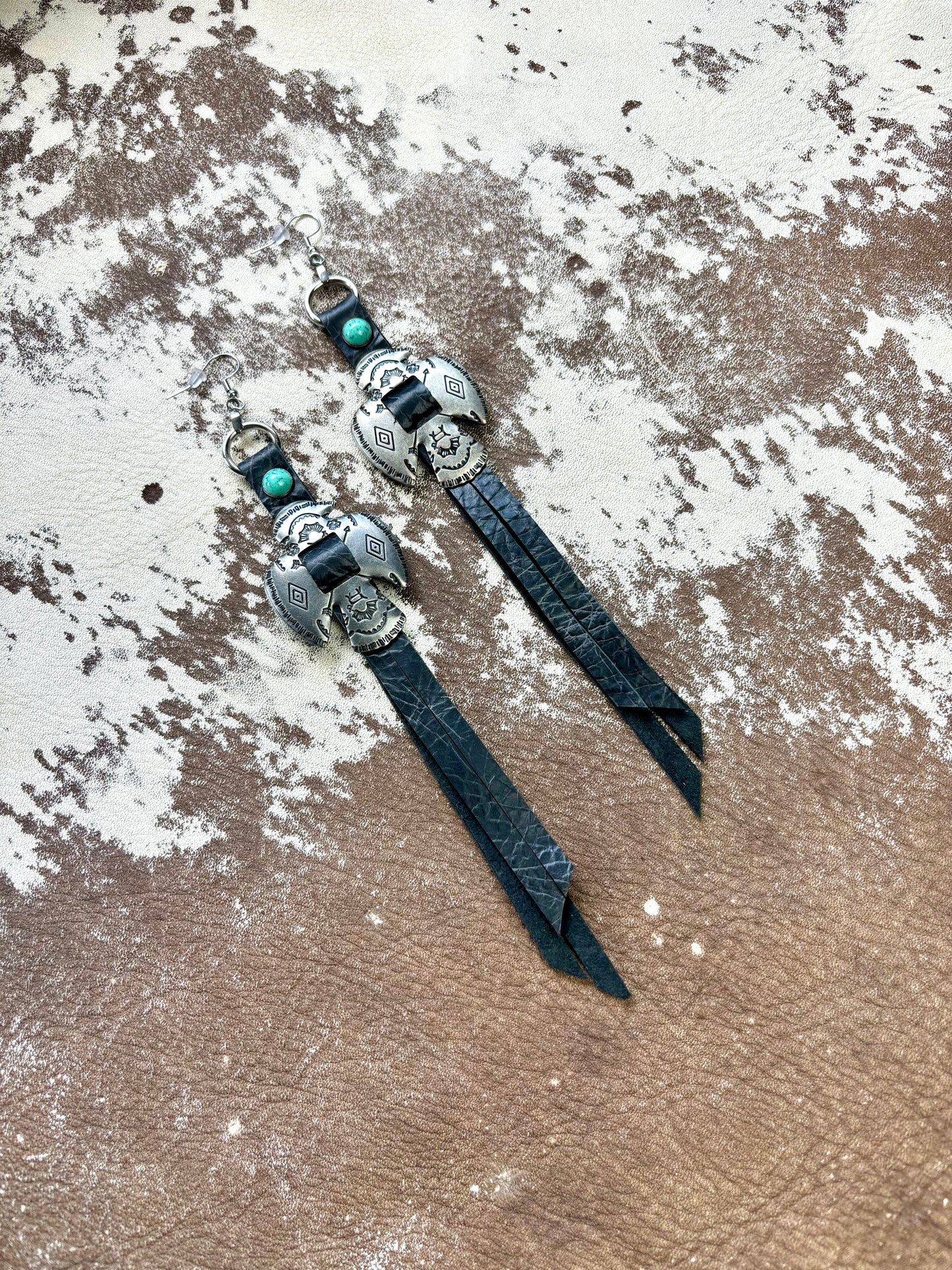 Black Thunderbird Earrings with Turquoise