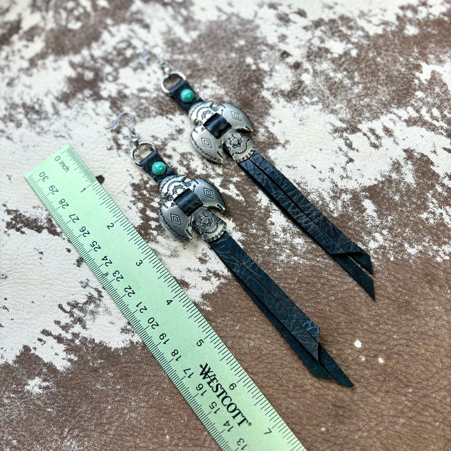 Black Thunderbird Earrings with Turquoise