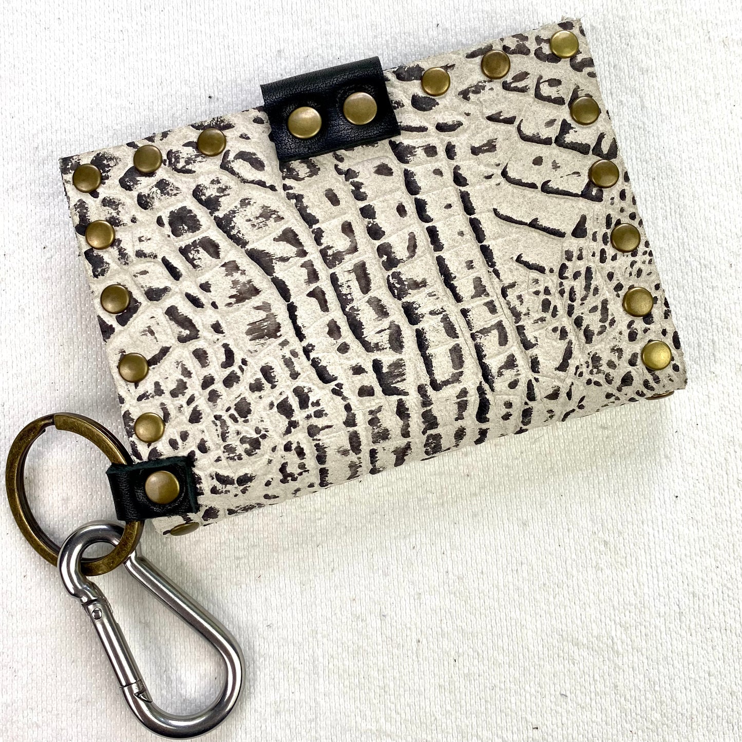 White Croc Wallet with Lizard Bolts